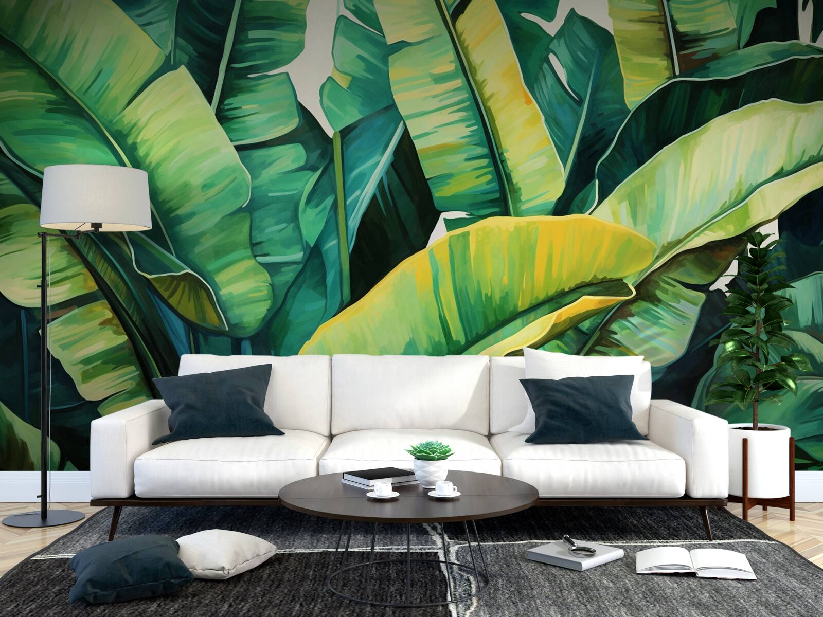 Papier peint grandes feuilles de fougère