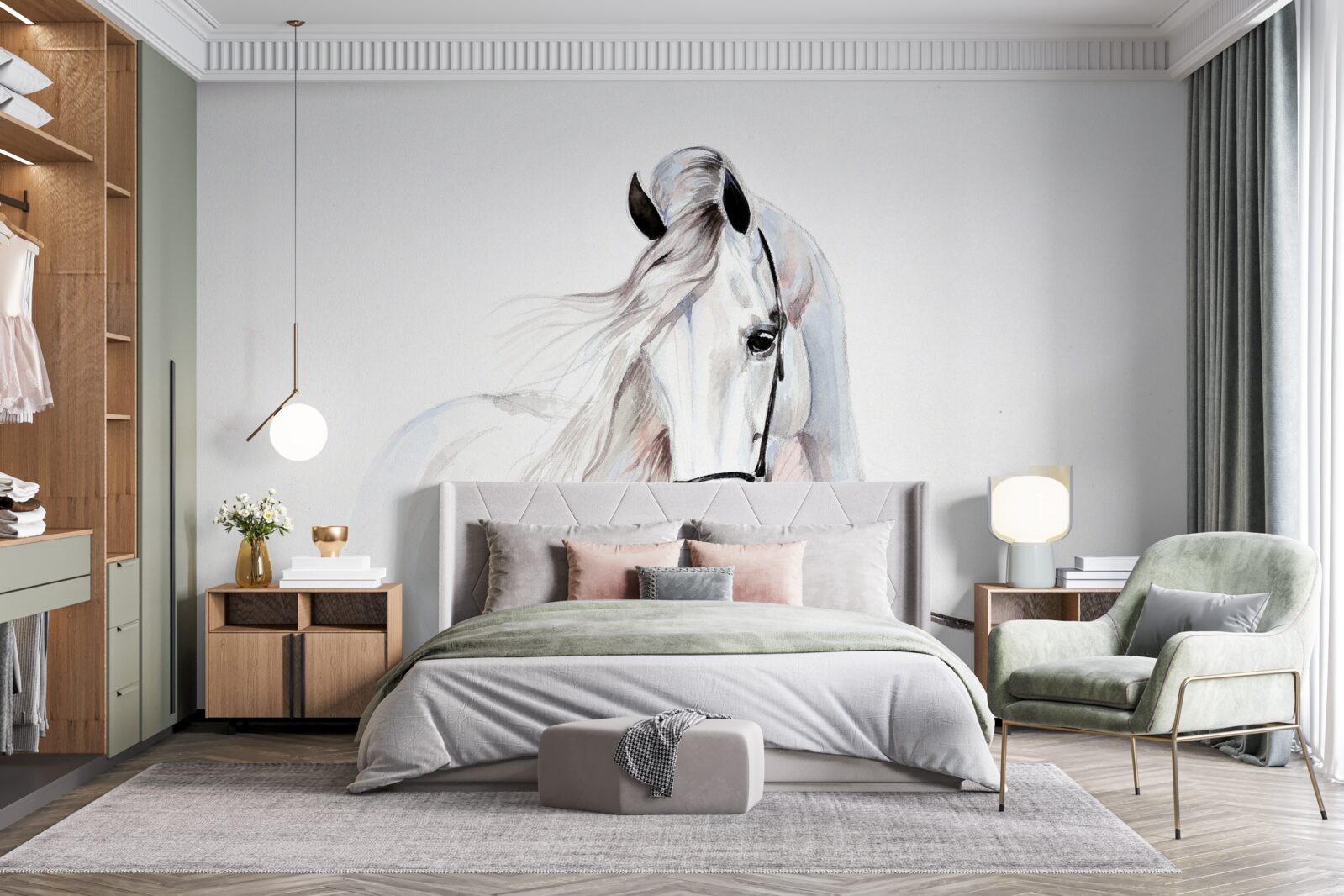 Papier peint cheval blanc