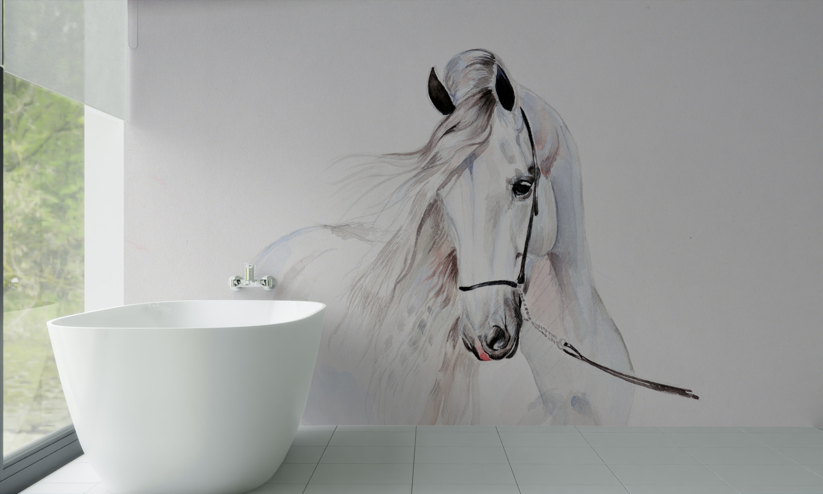 Papier peint cheval blanc