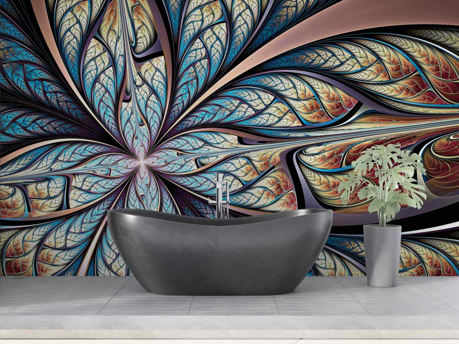 Papier peint feuilles de palmier en abstraction