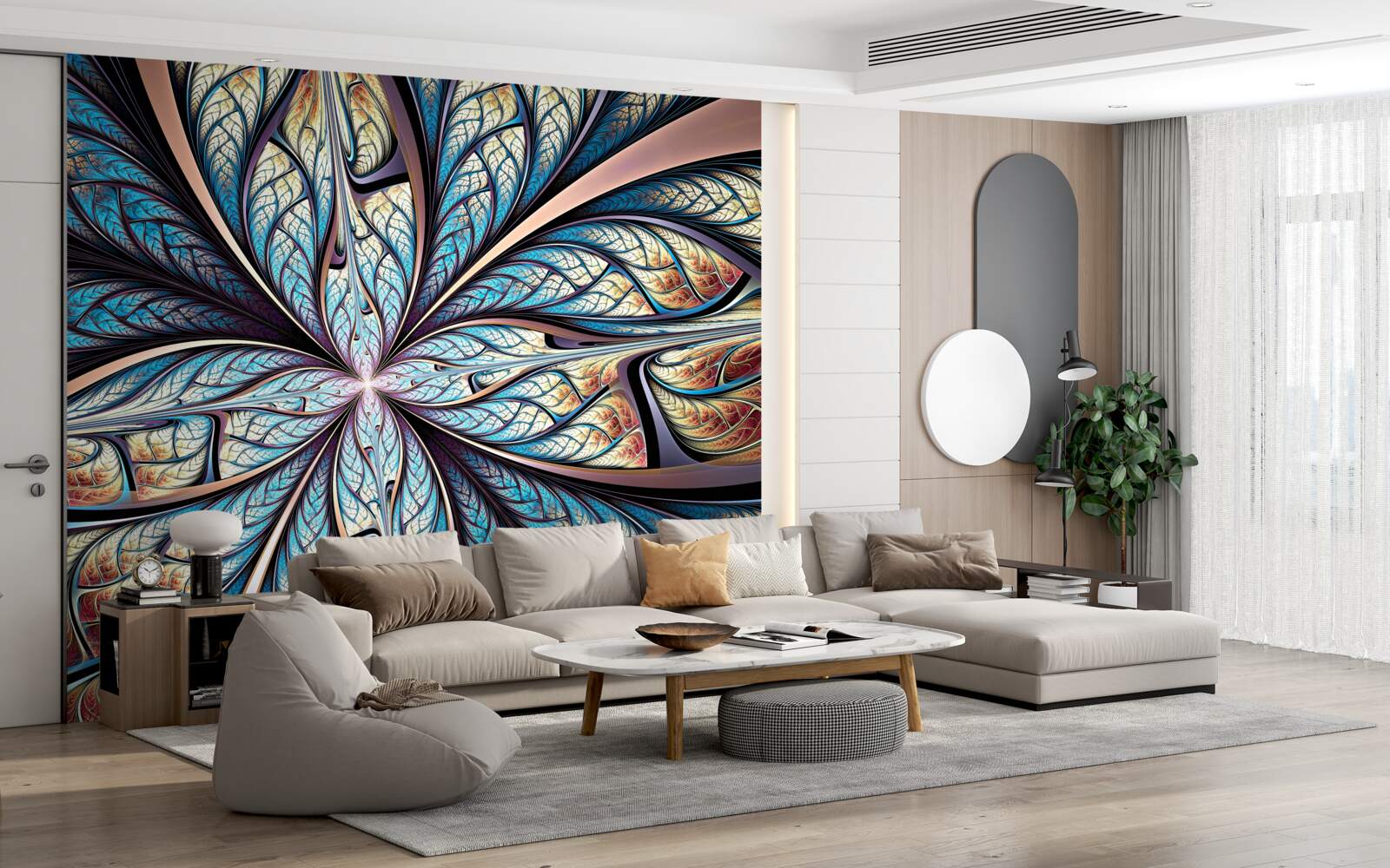 Papier peint feuilles de palmier en abstraction