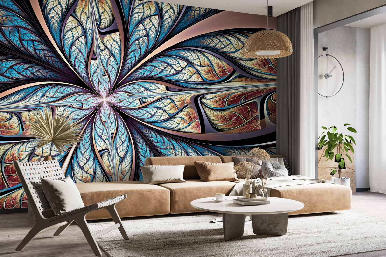 Papier peint feuilles de palmier en abstraction