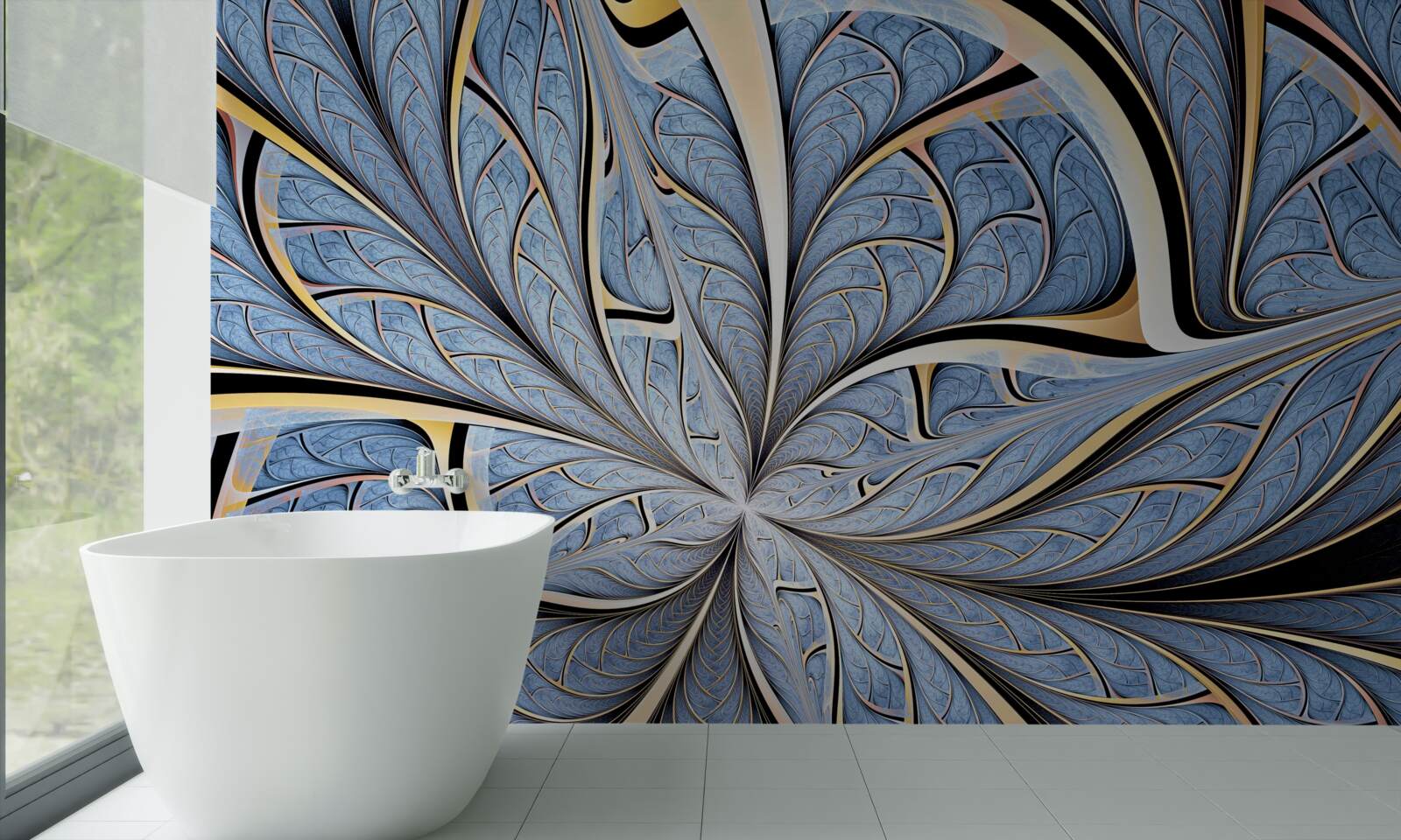 Papier peint le plafond est en verre, ce qui permet de voir le ciel