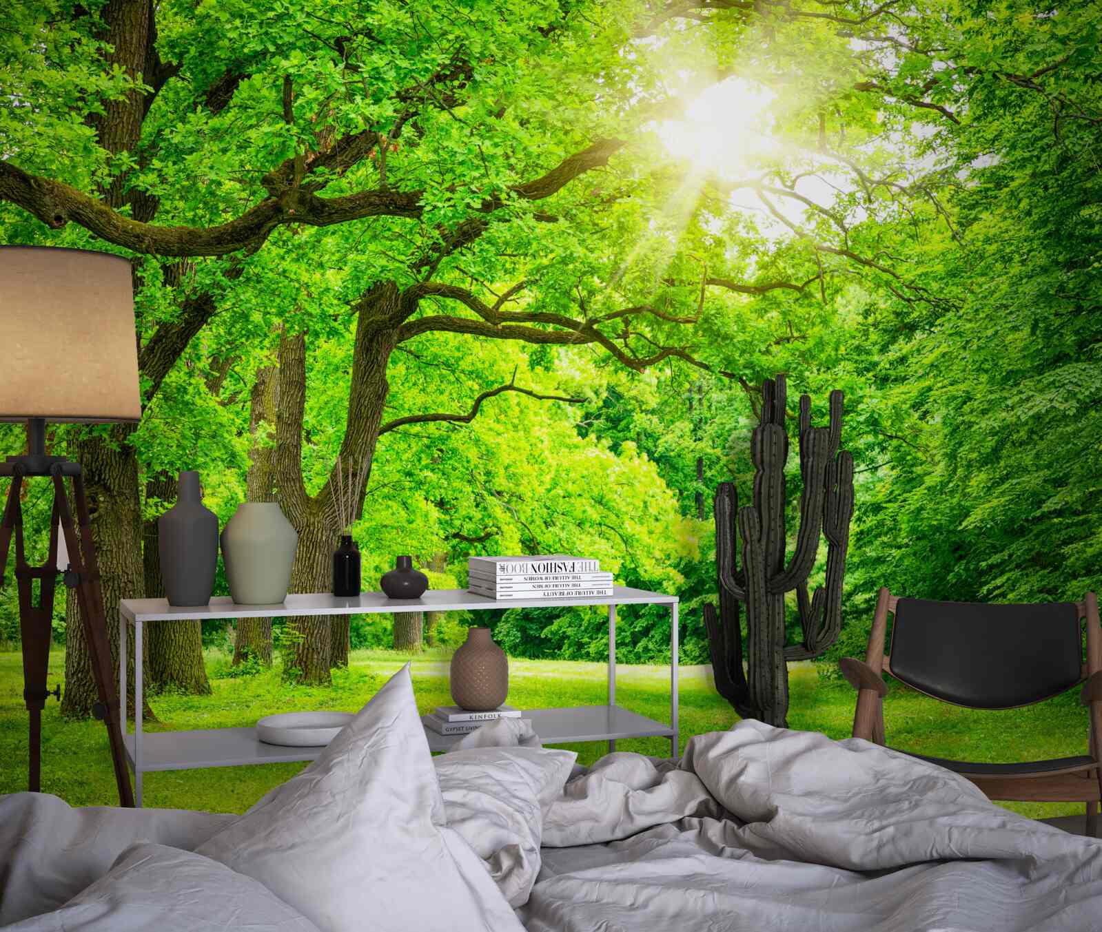 Papier peint paysage pittoresque d'une forêt d'été