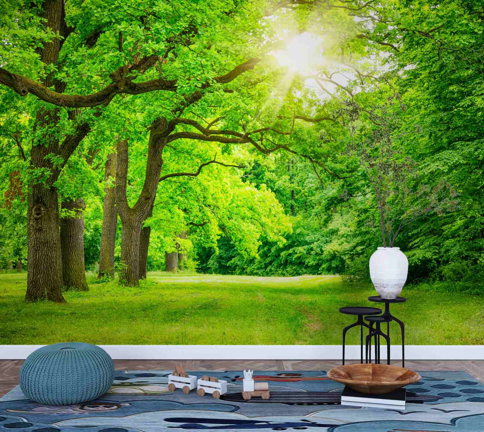 Papier peint paysage pittoresque d'une forêt d'été