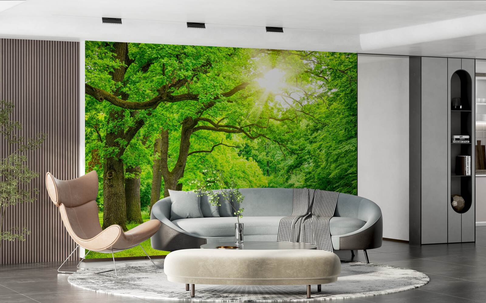 Papier peint paysage pittoresque d'une forêt d'été