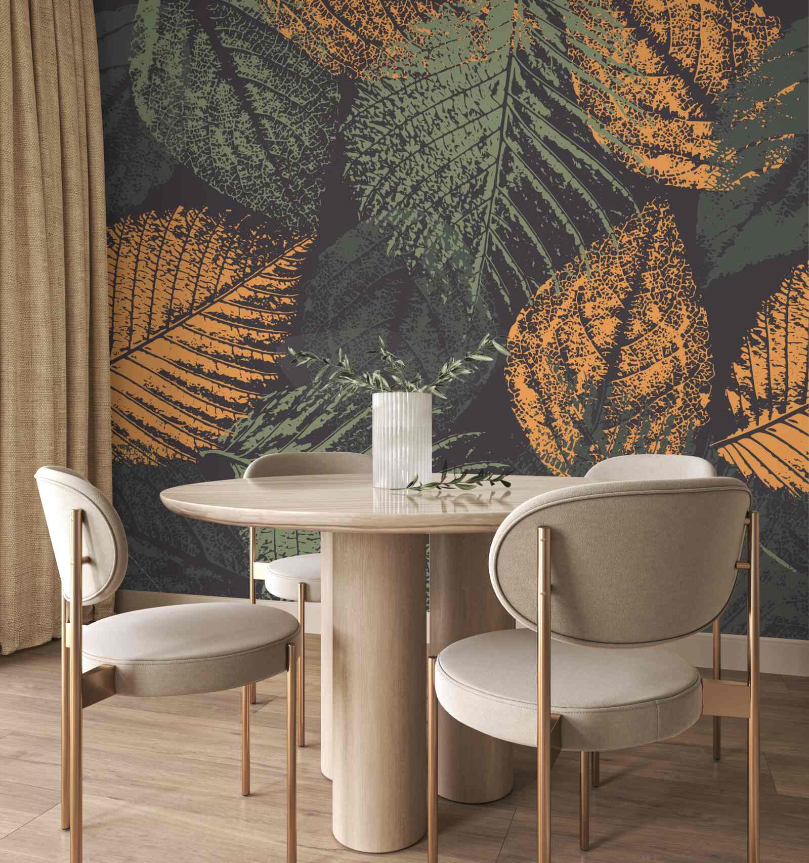 Papier peint aquarelles représentant des feuilles d'automne