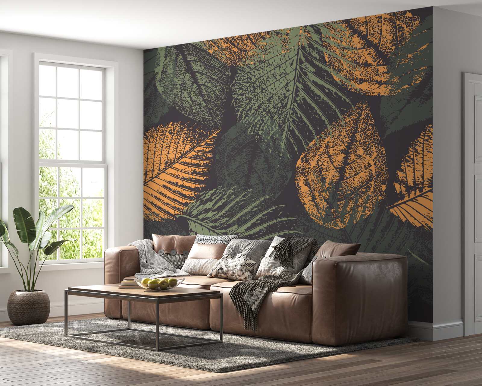 Papier peint aquarelles représentant des feuilles d'automne