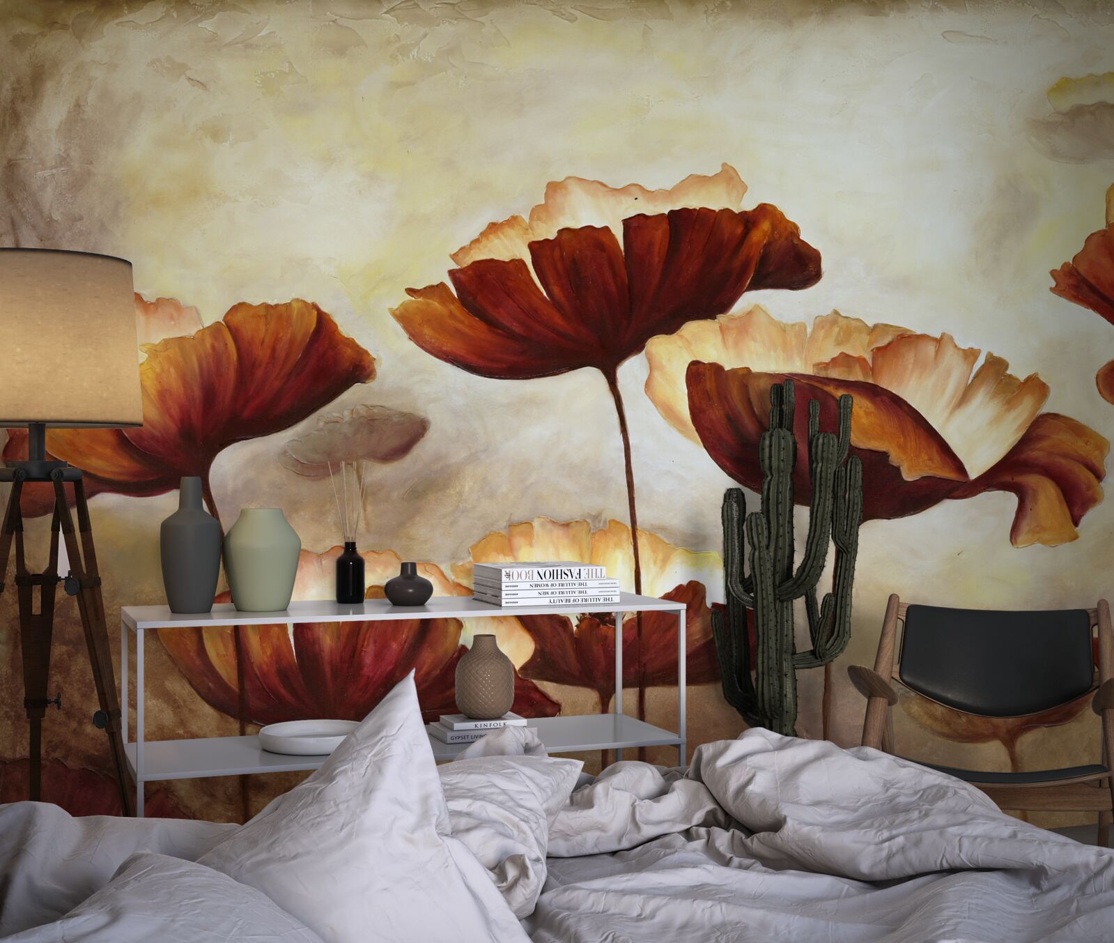 Papier peint les coquelicots rouges élancés rencontrent l'aube