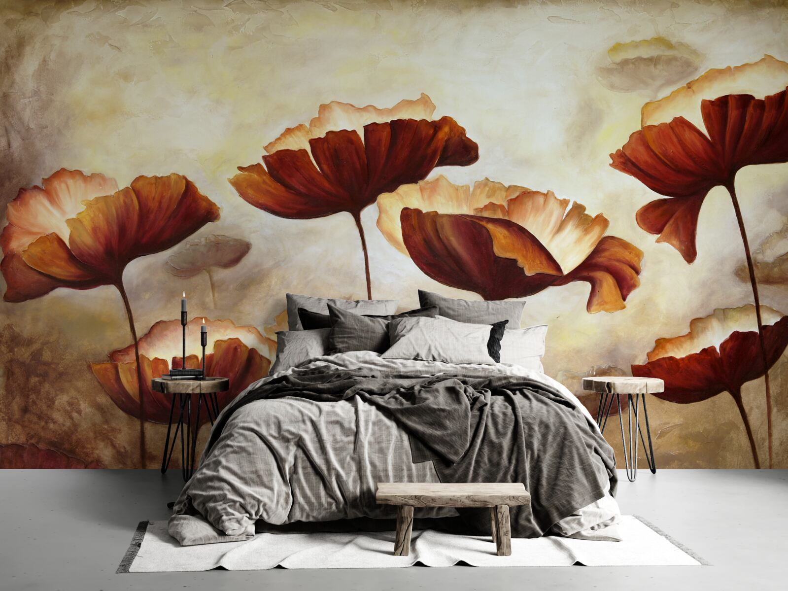 Papier peint les coquelicots rouges élancés rencontrent l'aube