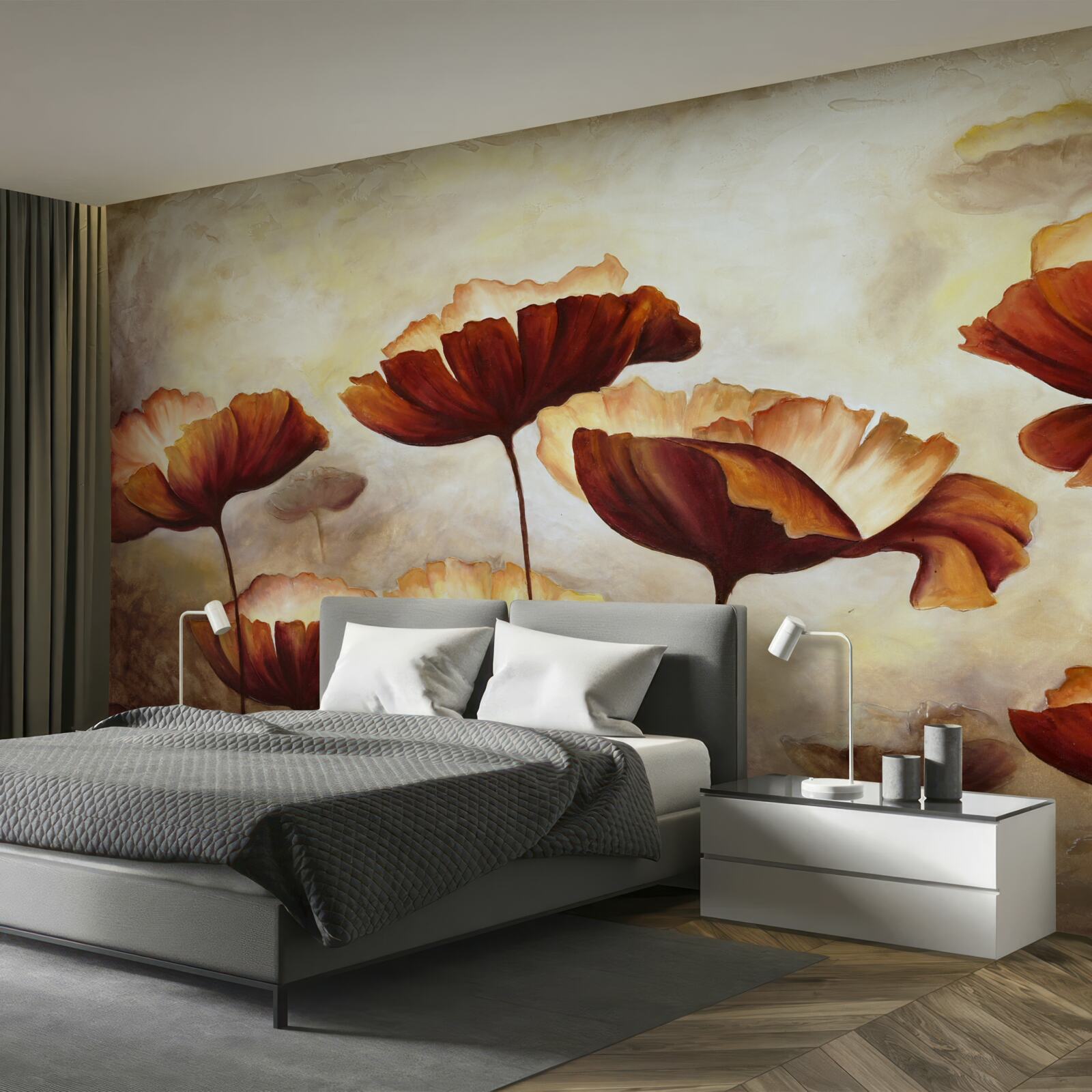 Papier peint les coquelicots rouges élancés rencontrent l'aube