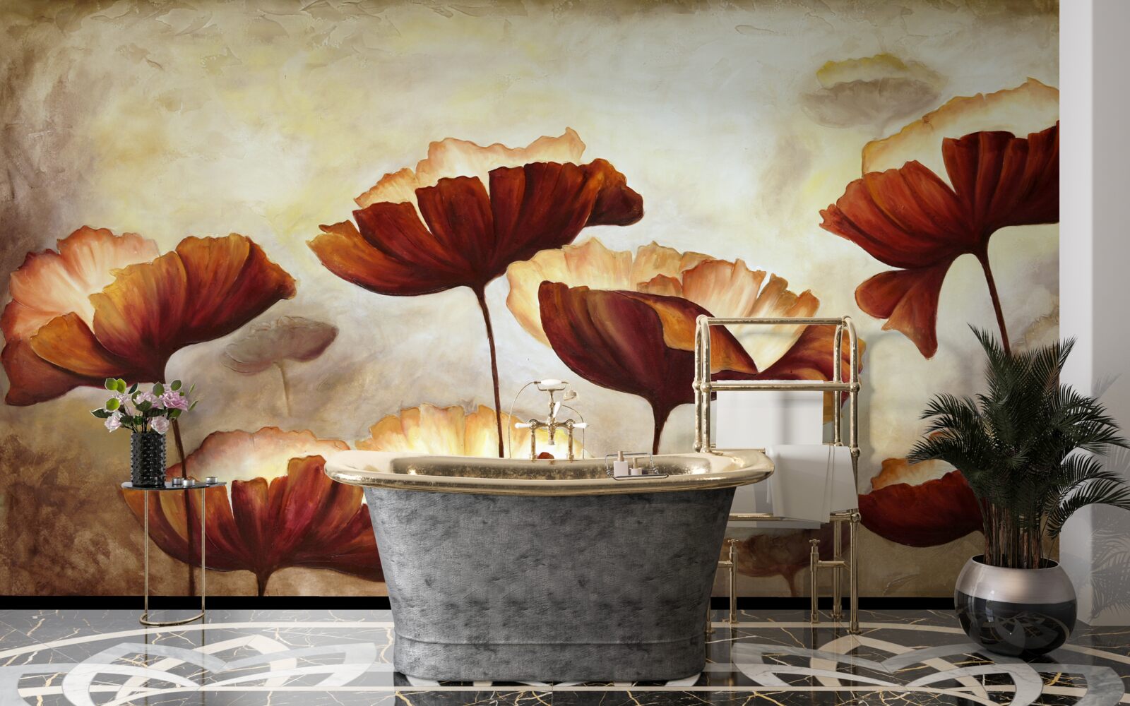 Papier peint les coquelicots rouges élancés rencontrent l'aube