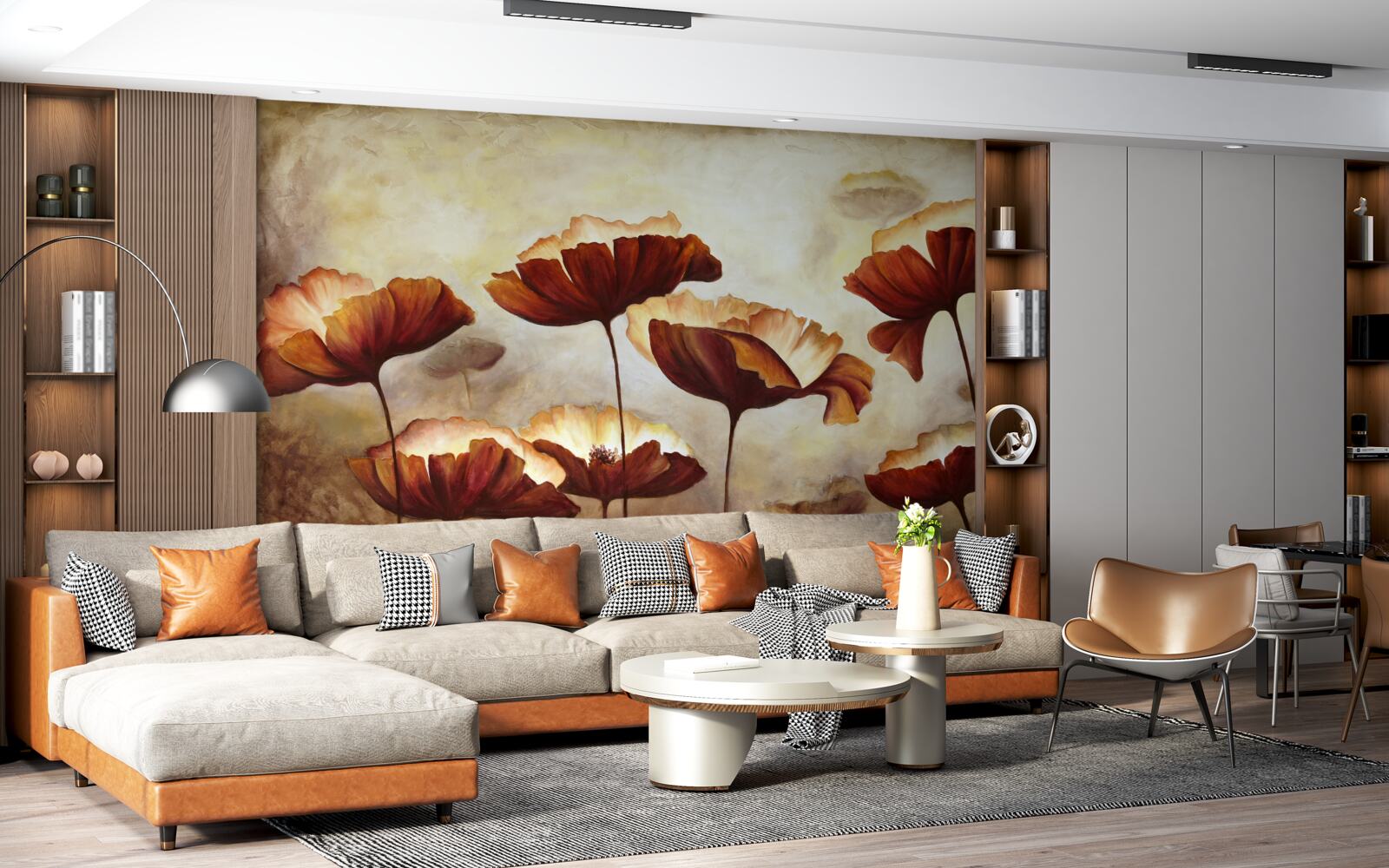 Papier peint les coquelicots rouges élancés rencontrent l'aube