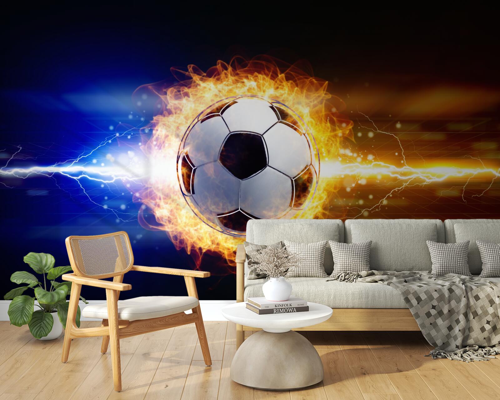 Papier peint le football enveloppé dans les flammes