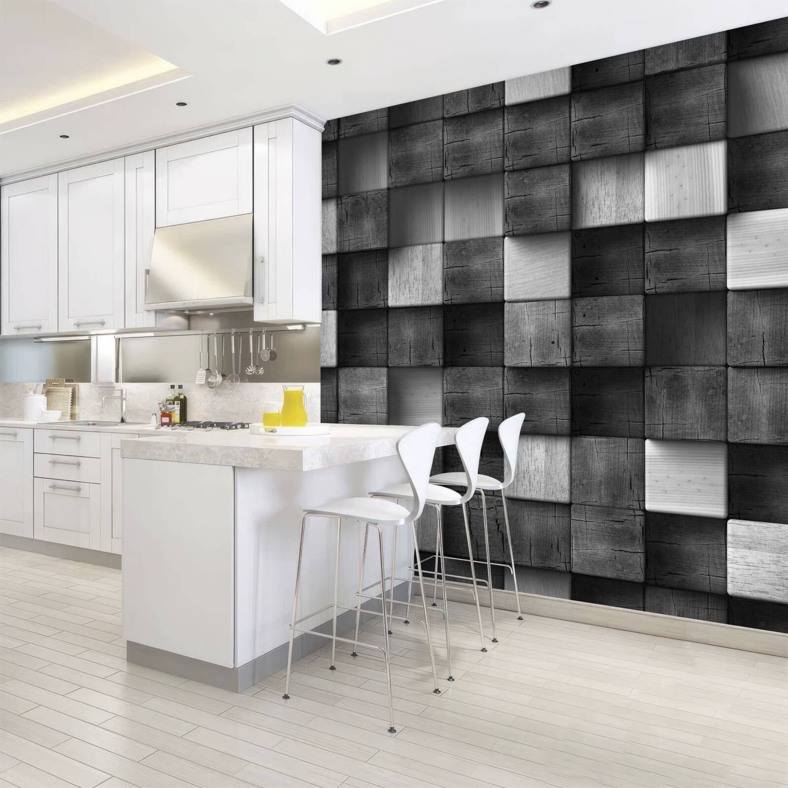 Papier peint cubes 3d noir et blanc