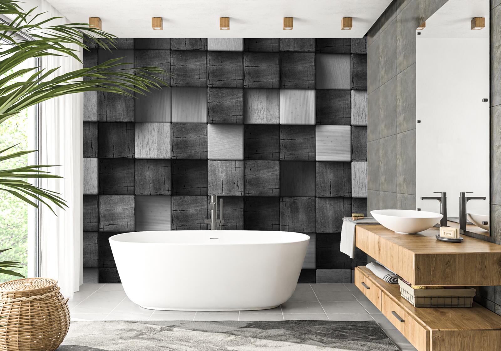 Papier peint cubes 3d noir et blanc