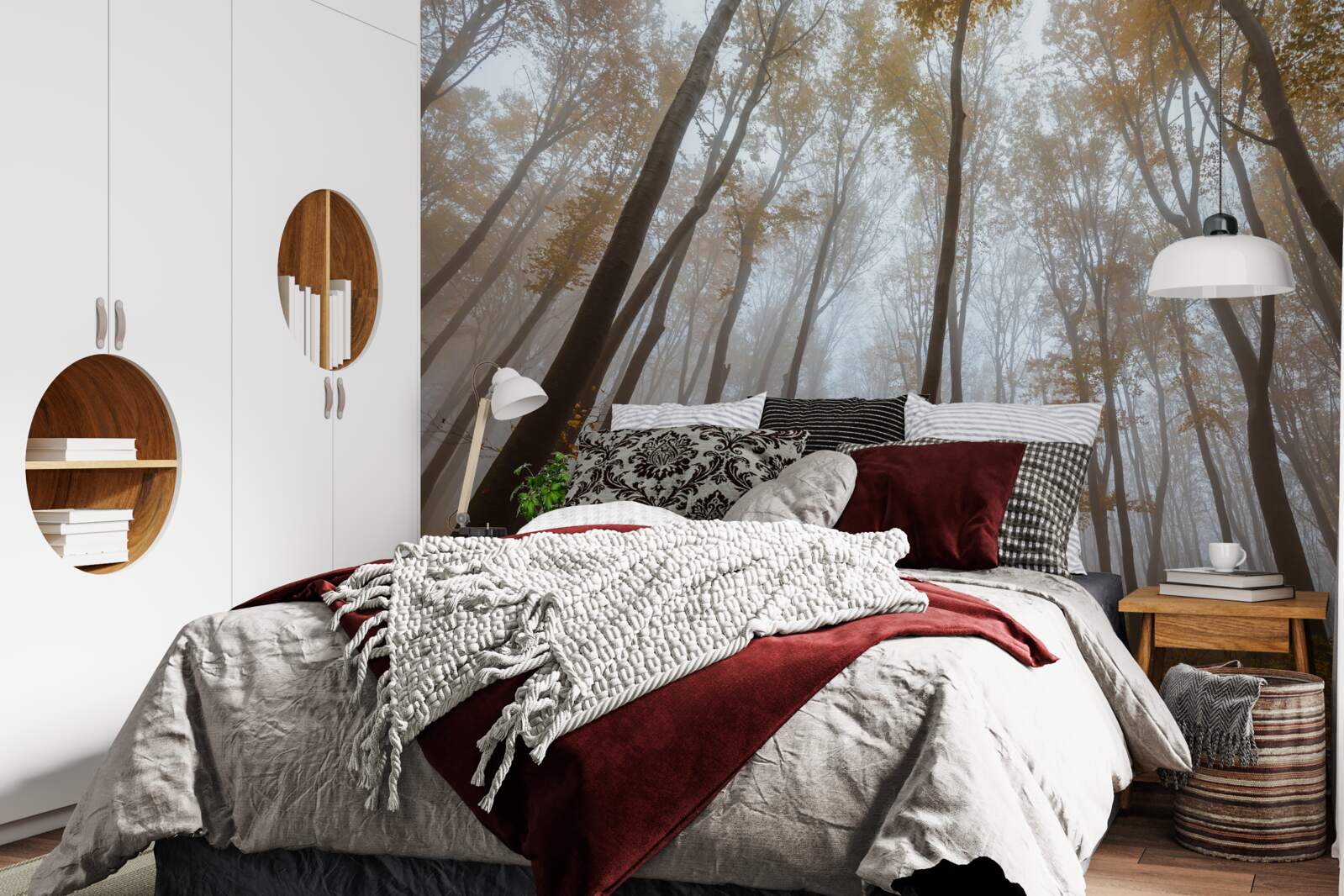 Papier peint les grands arbres élancés en automne