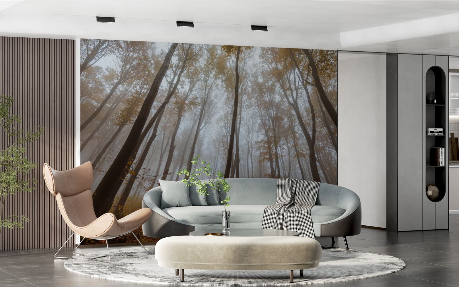 Papier peint les grands arbres élancés en automne