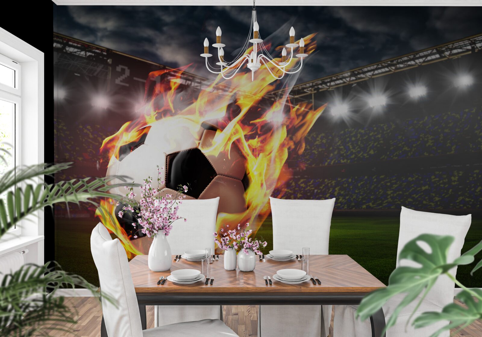 Papier peint football flamboyant