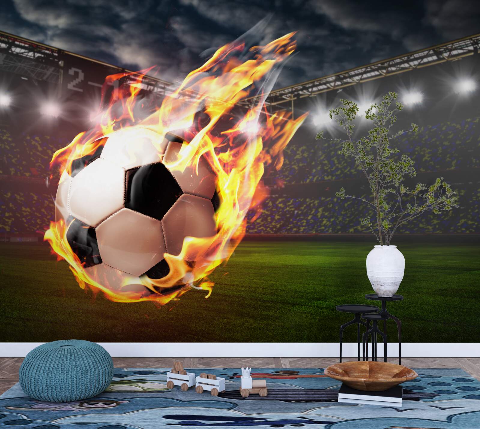 Papier peint football flamboyant