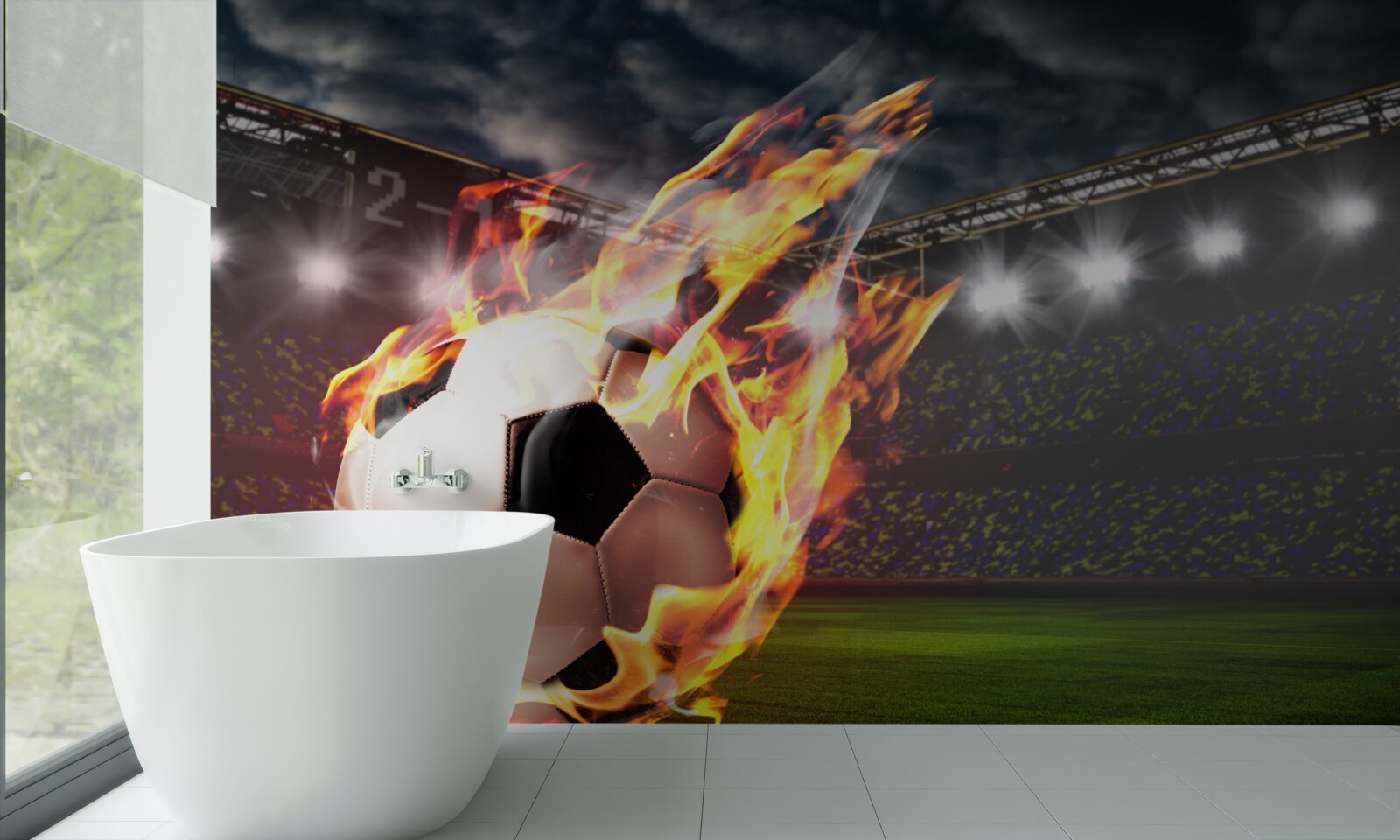 Papier peint football flamboyant