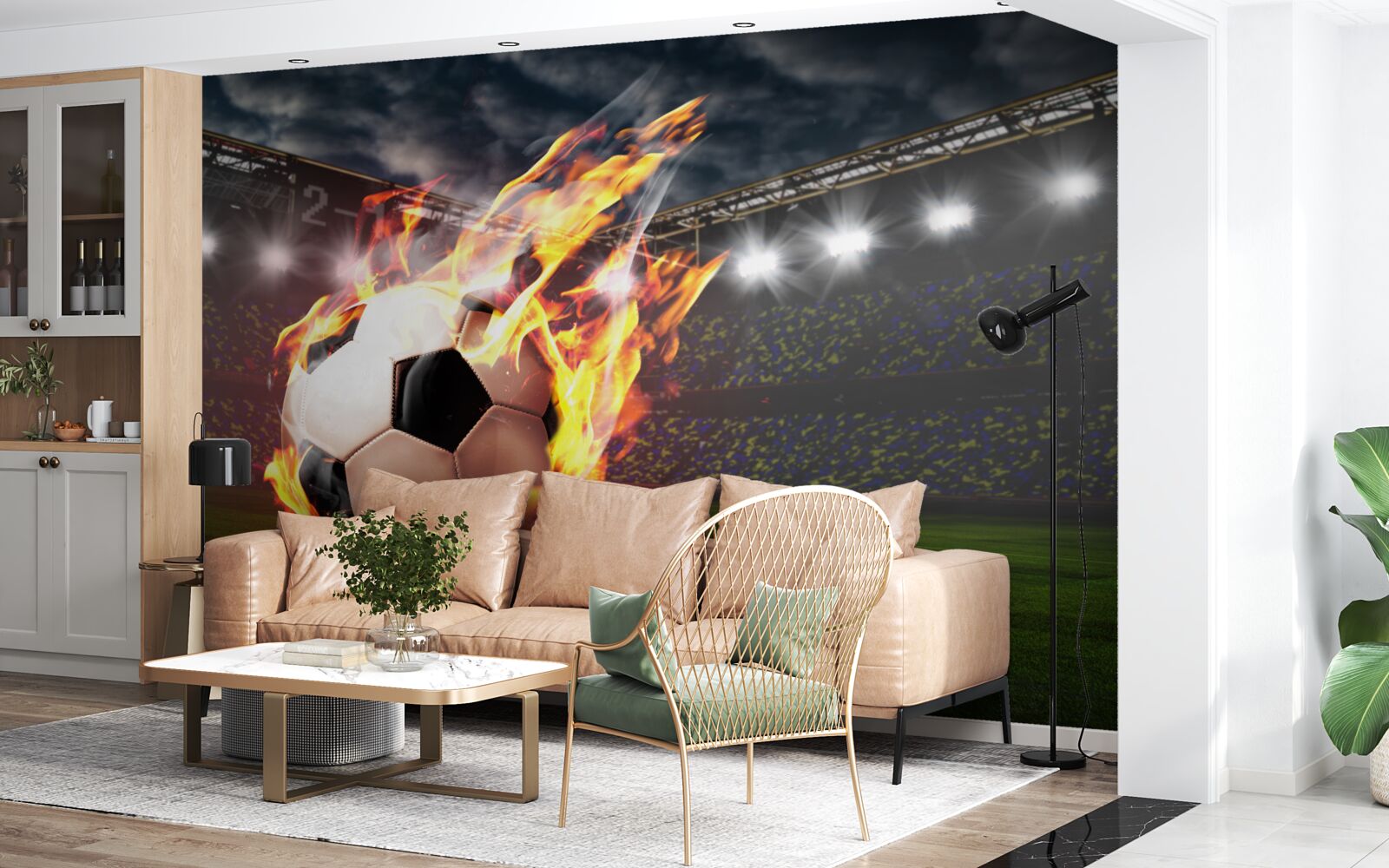 Papier peint football flamboyant