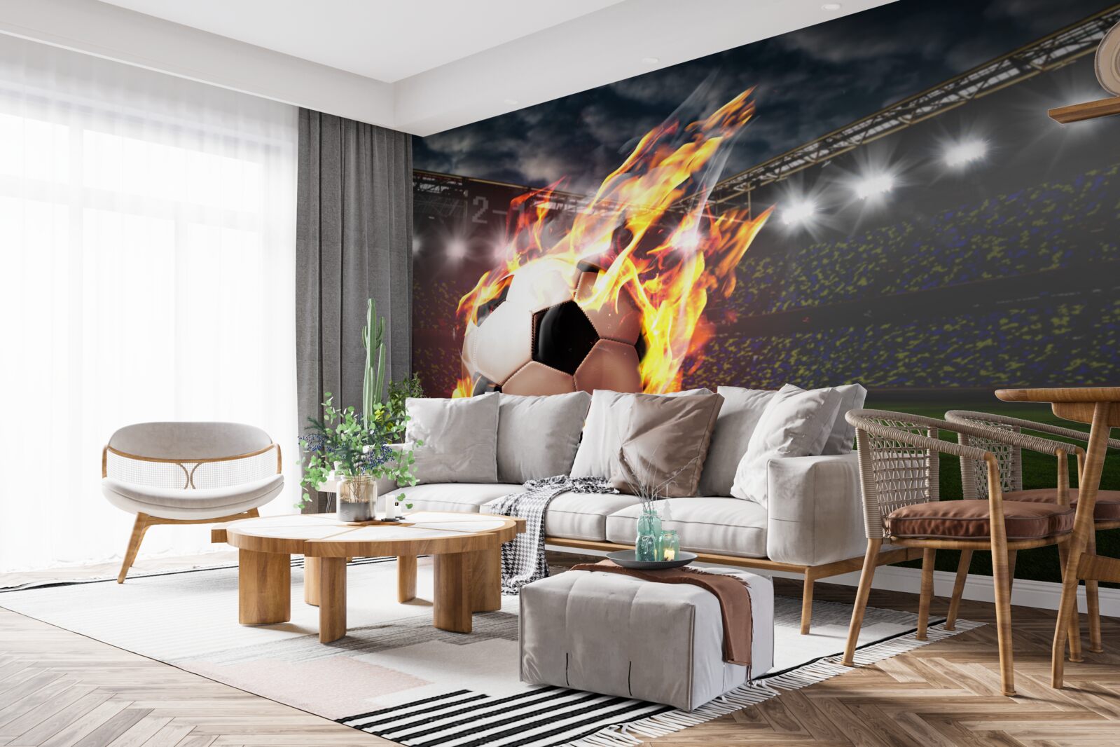 Papier peint football flamboyant