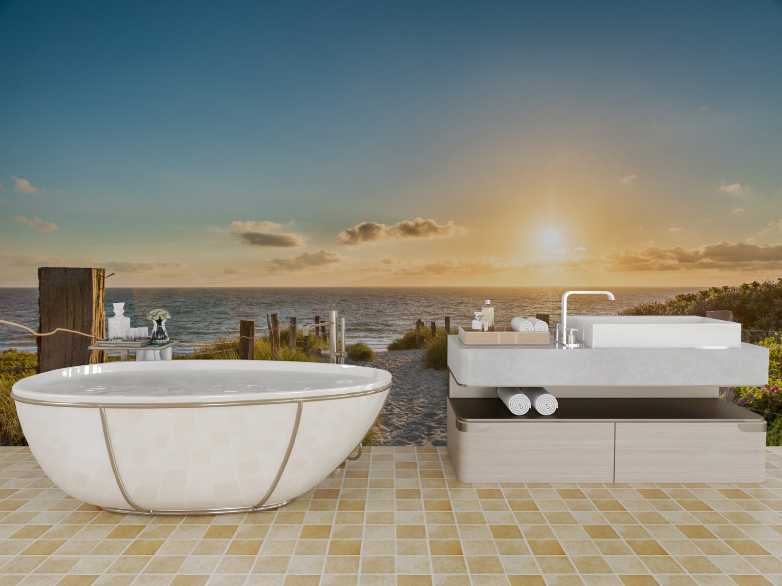 Papier peint l'île de texel au large de la côte de