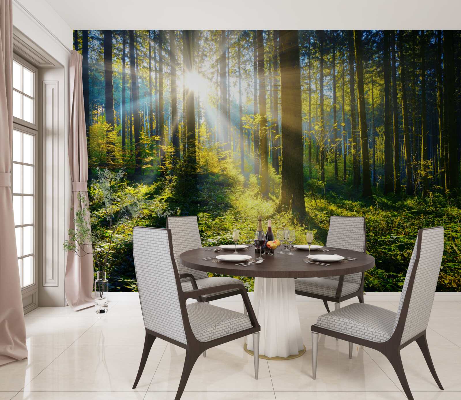 Papier peint une lumière vive réchauffe un maquis sombre