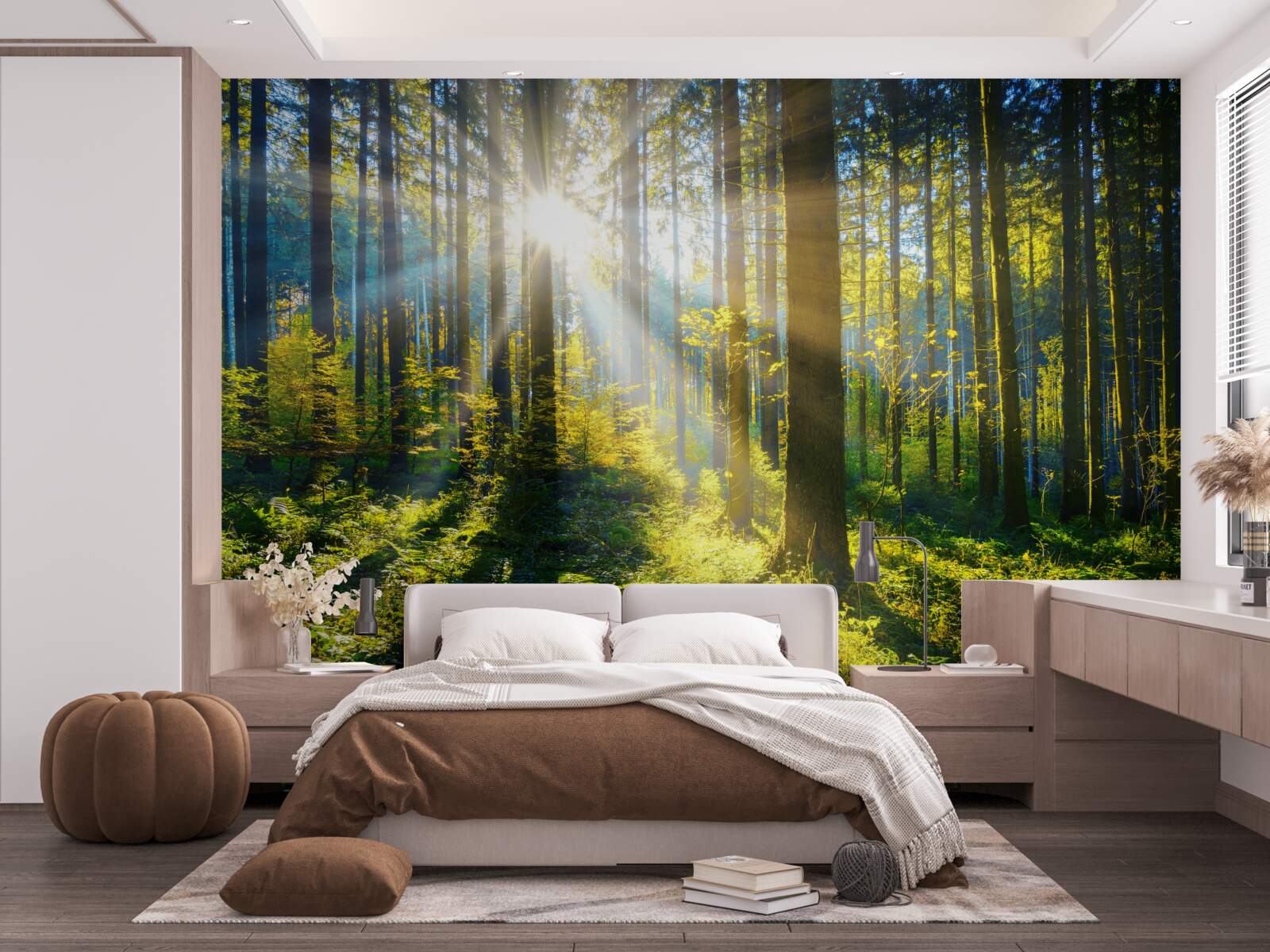 Papier peint une lumière vive réchauffe un maquis sombre