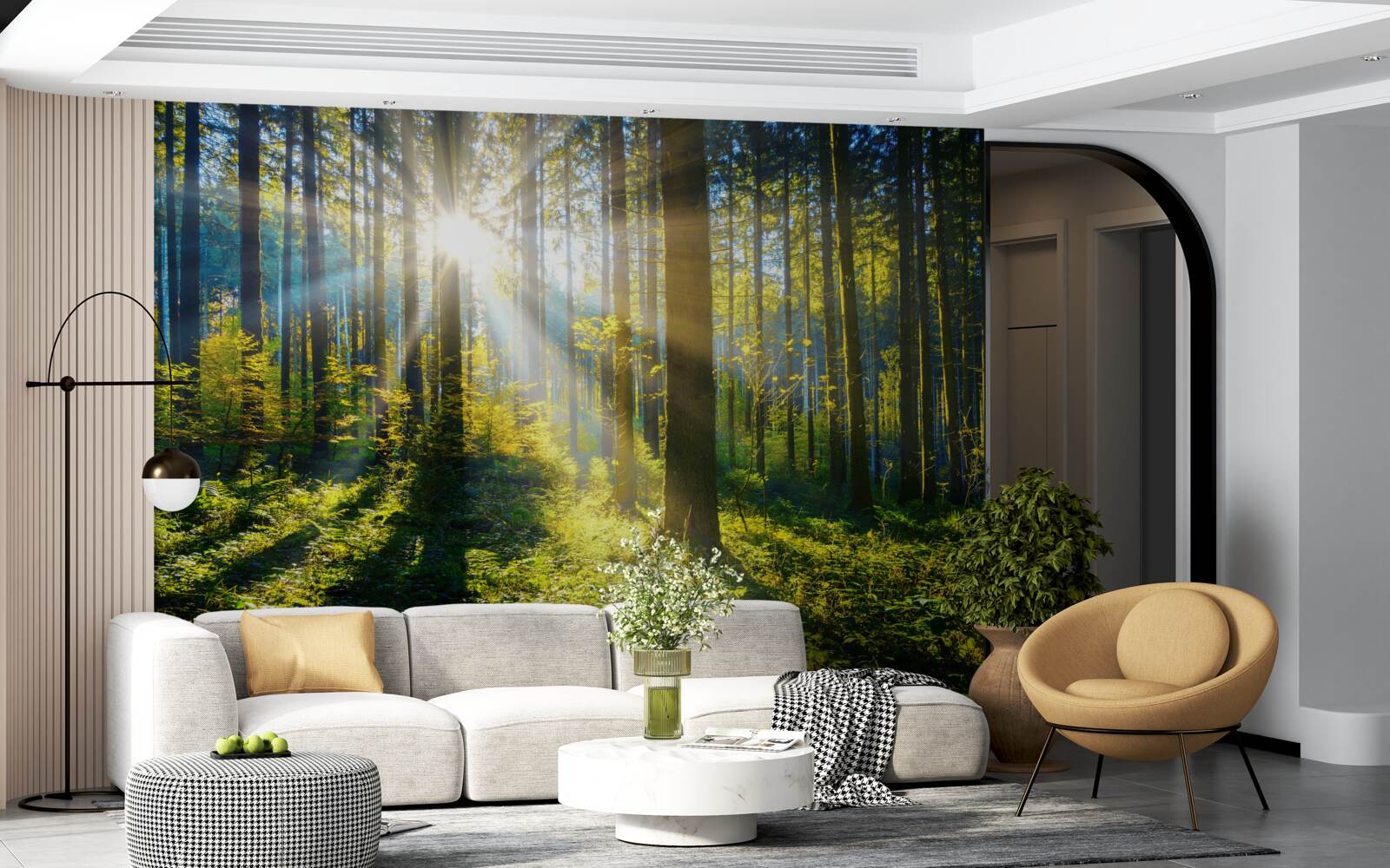 Papier peint une lumière vive réchauffe un maquis sombre