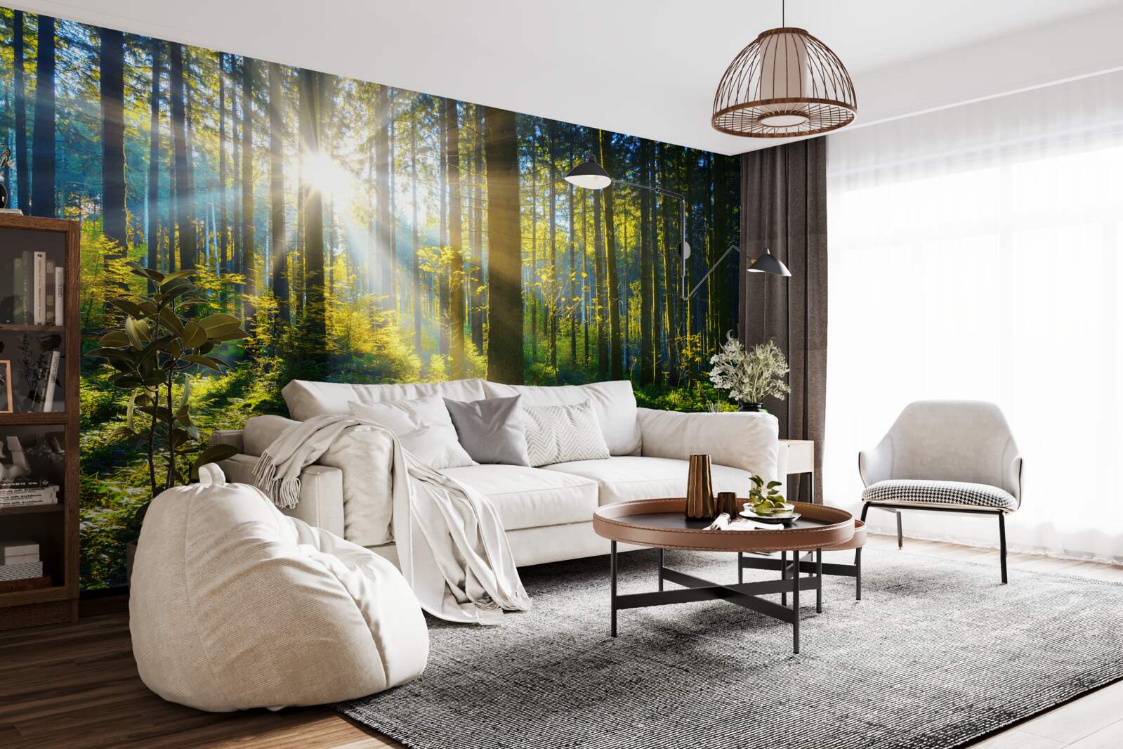 Papier peint une lumière vive réchauffe un maquis sombre