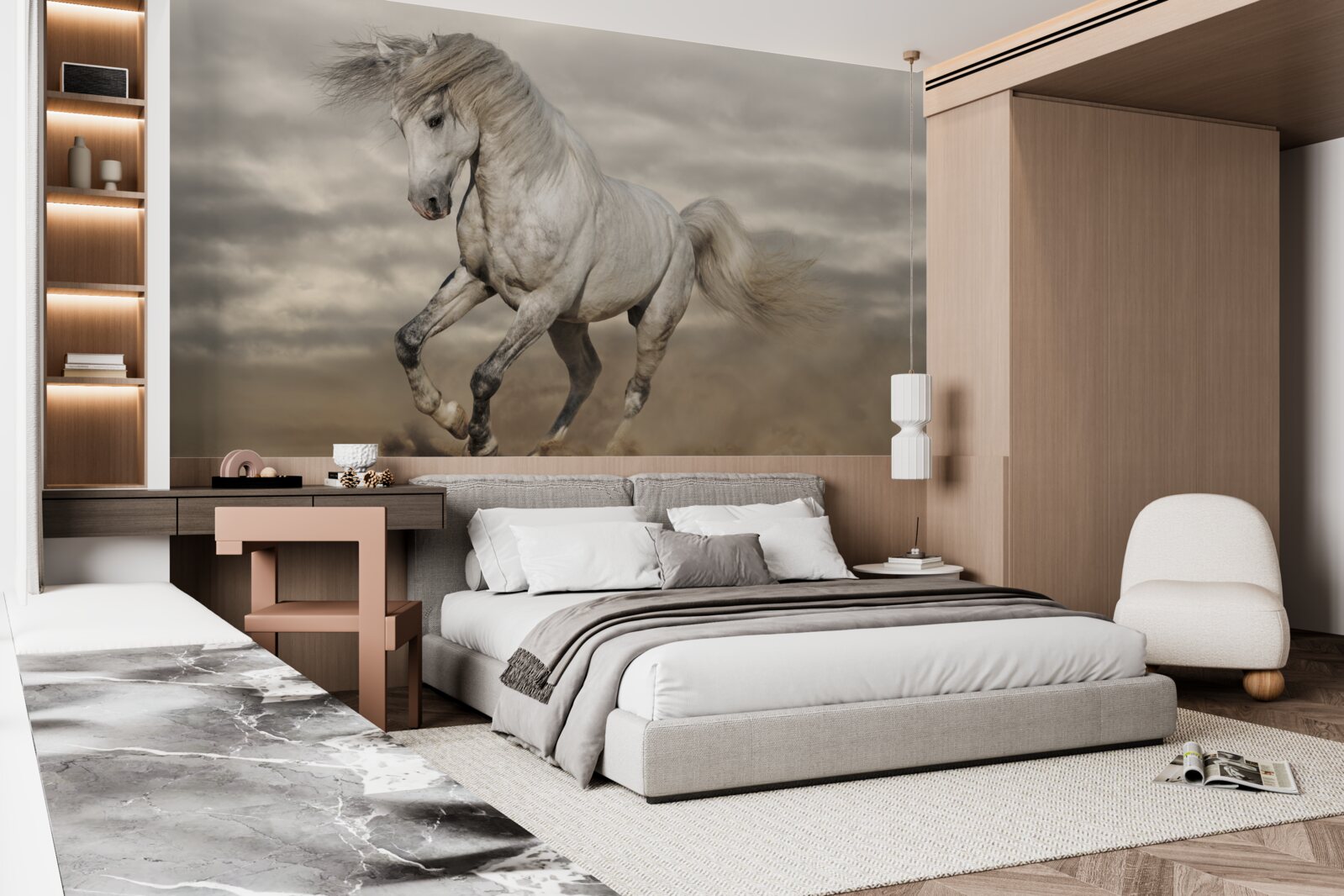 Papier peint la course s'arrête au cheval blanc