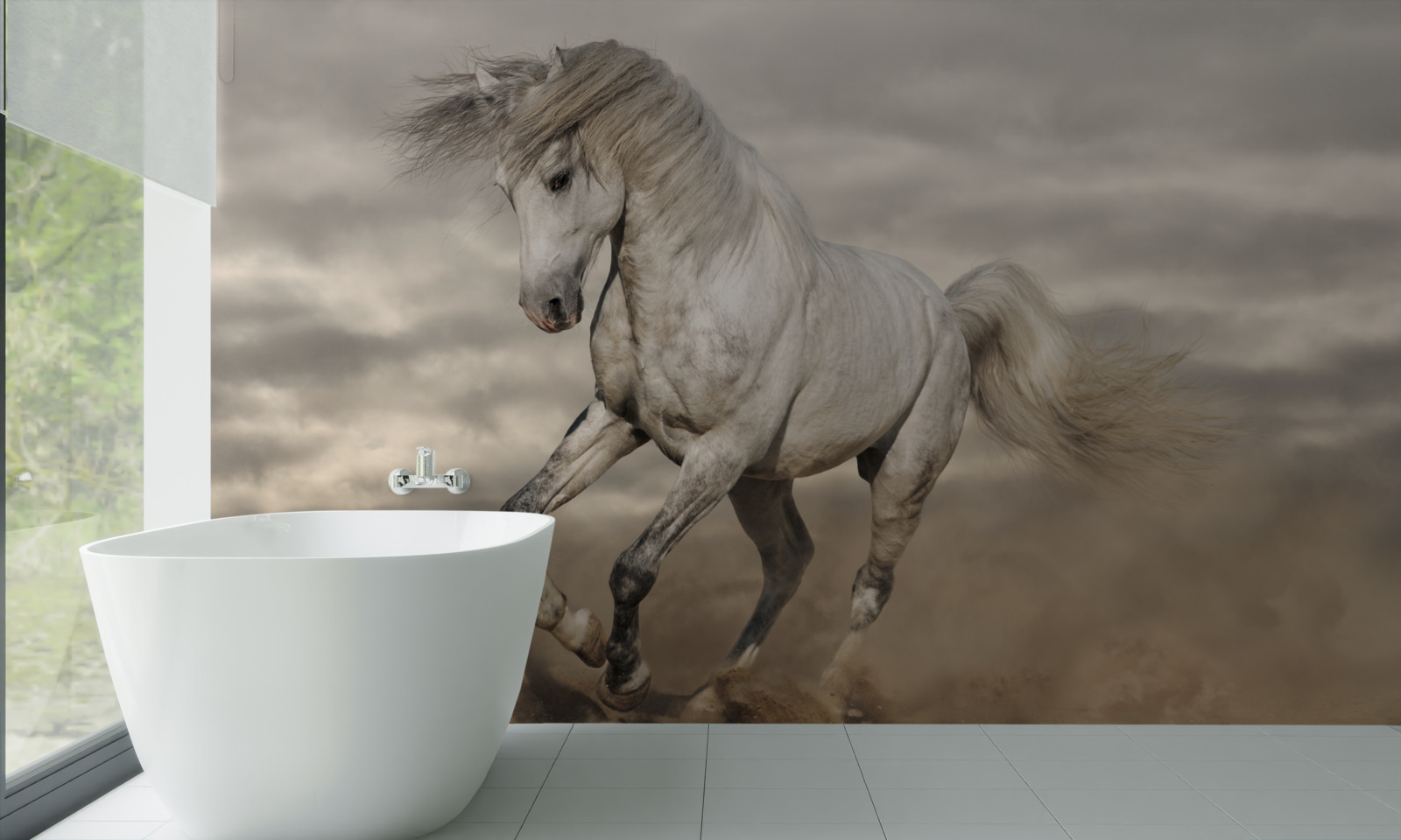 Papier peint la course s'arrête au cheval blanc