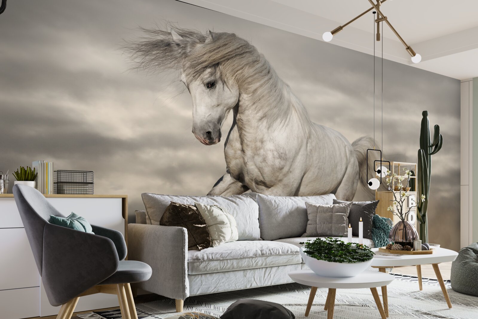 Papier peint la course s'arrête au cheval blanc