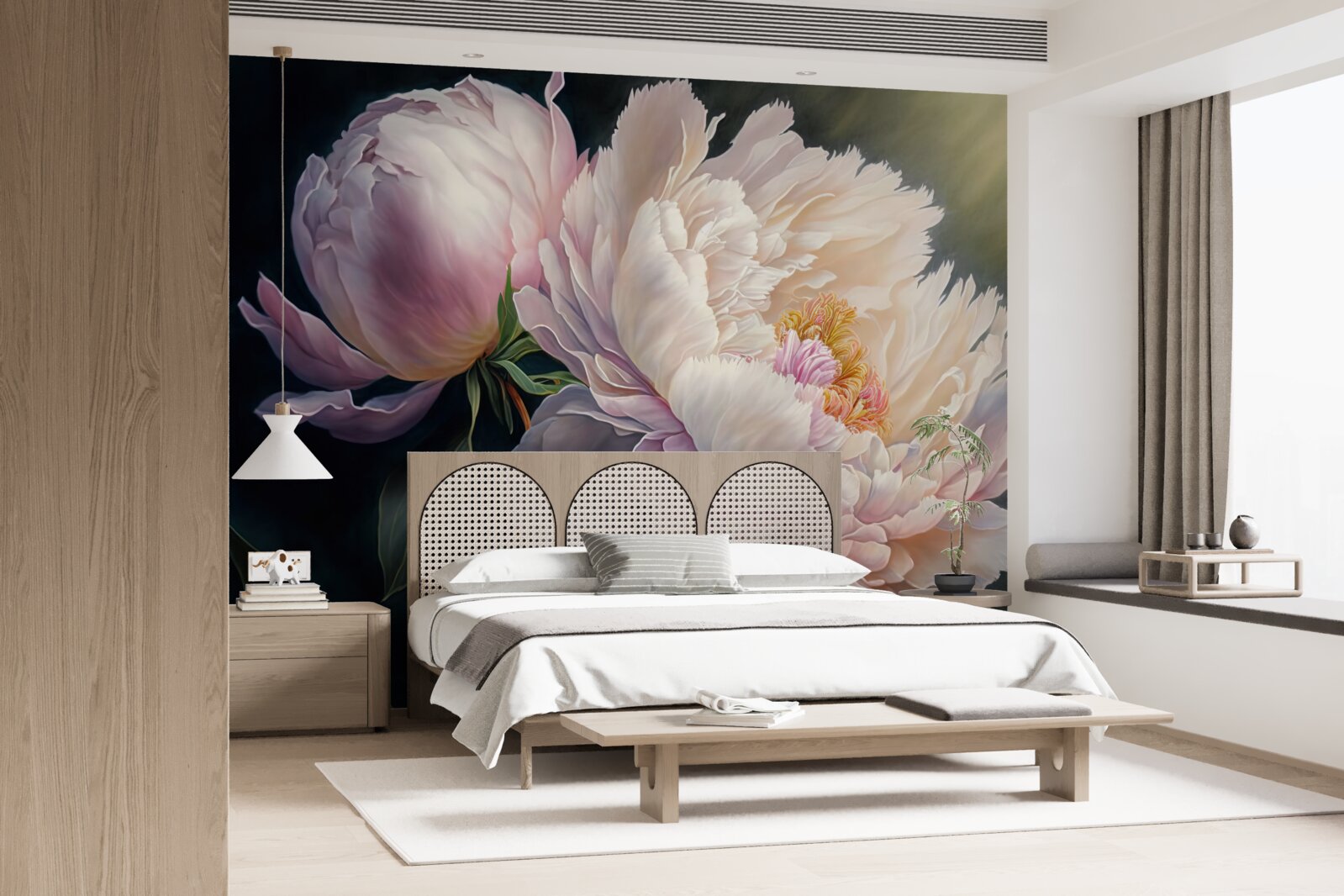 Papier peint grand beignet rose délicat