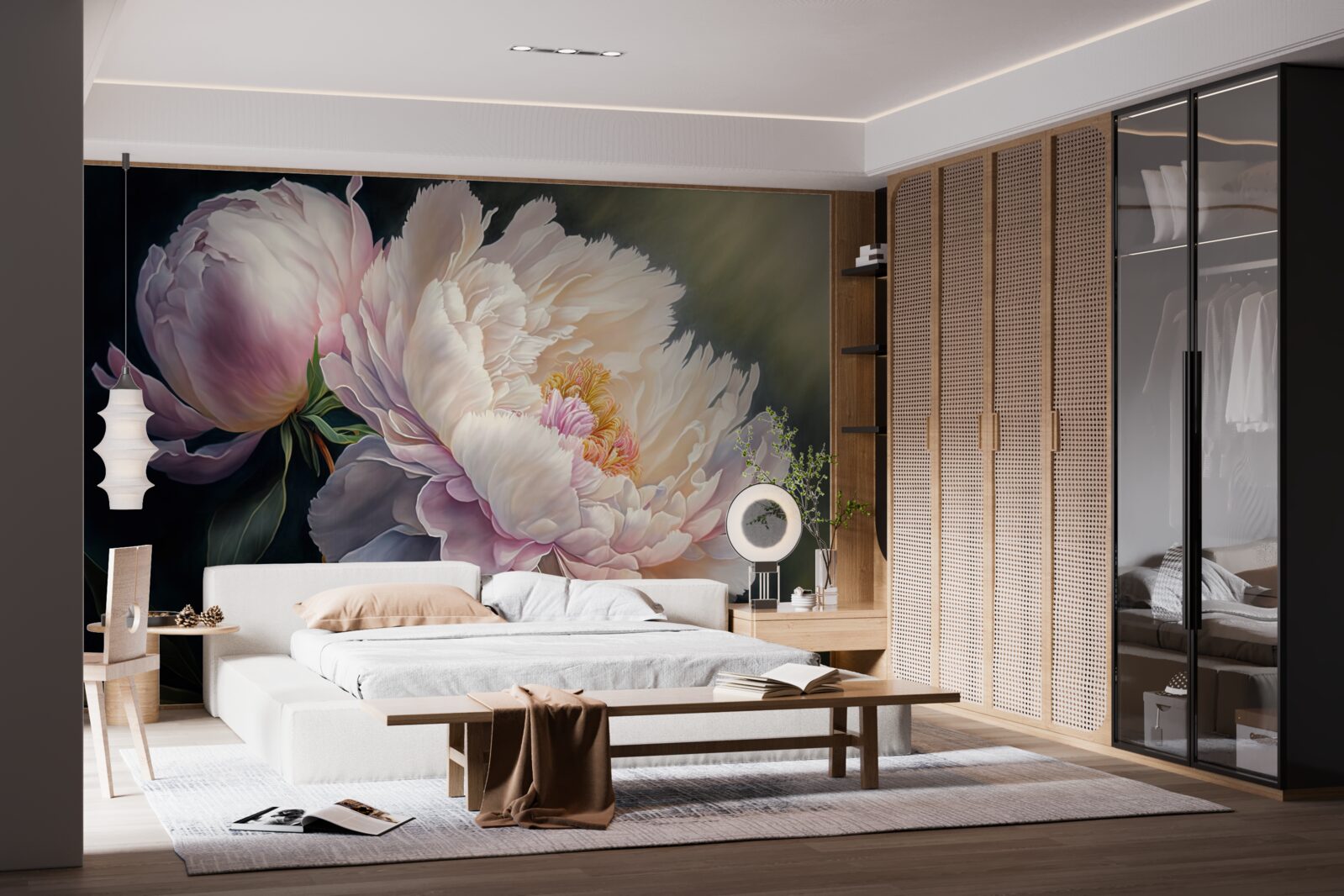 Papier peint grand beignet rose délicat