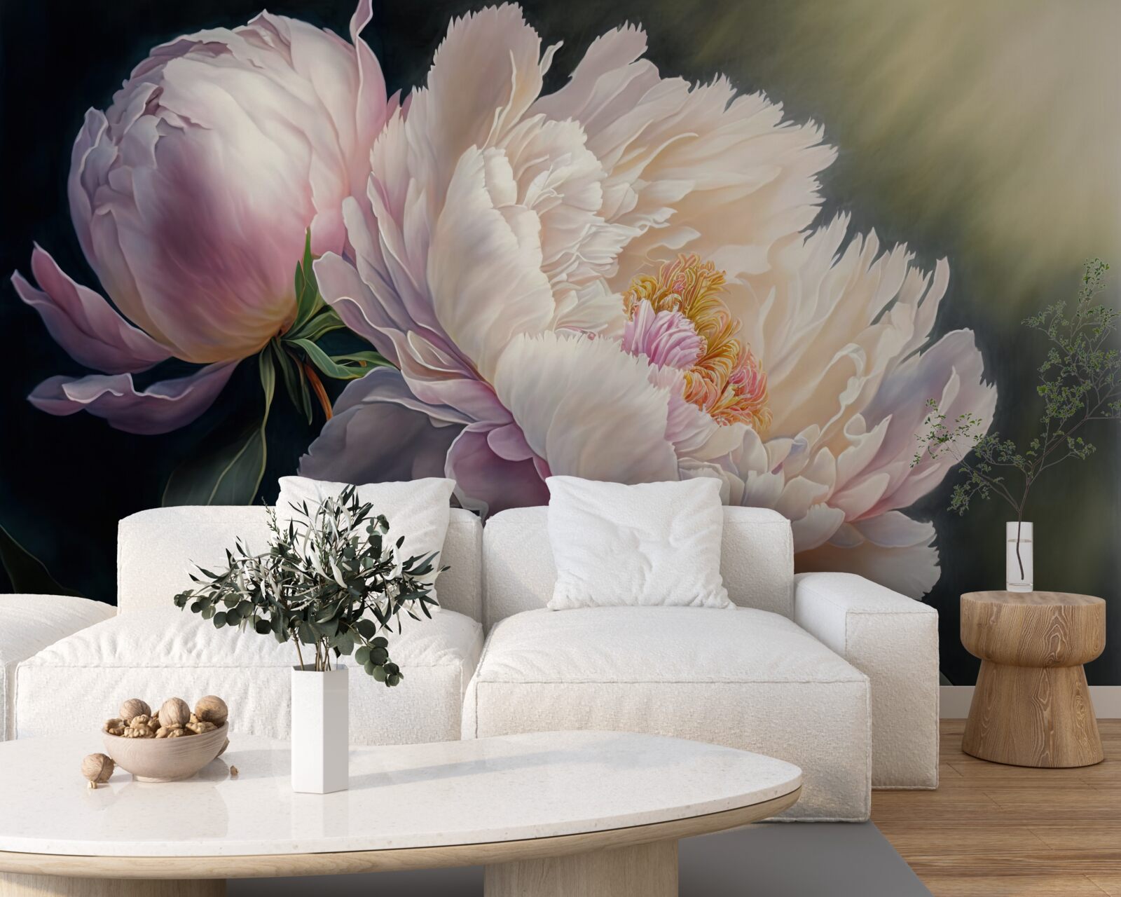 Papier peint grand beignet rose délicat