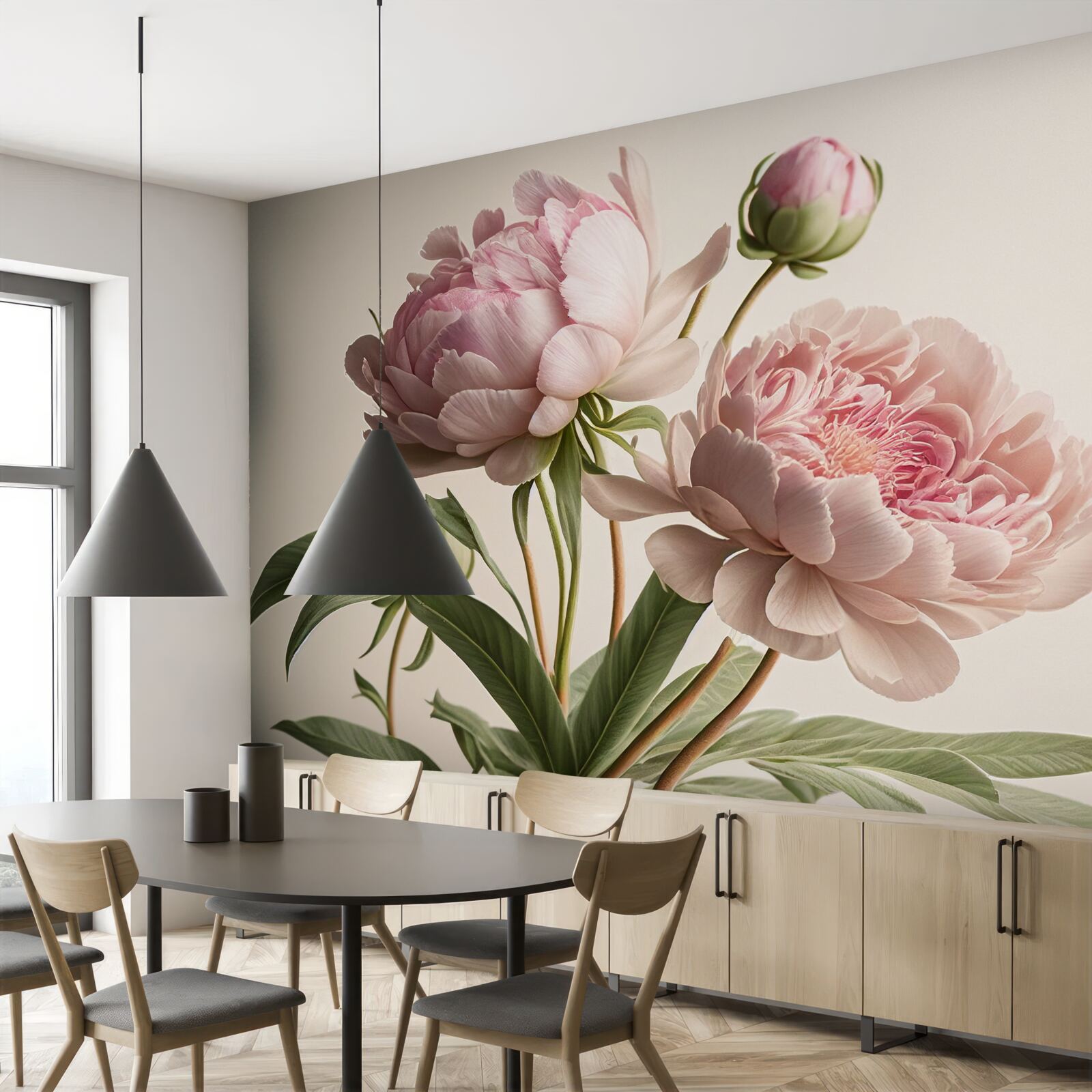 Papier peint ensemble de pivoines lumineuses