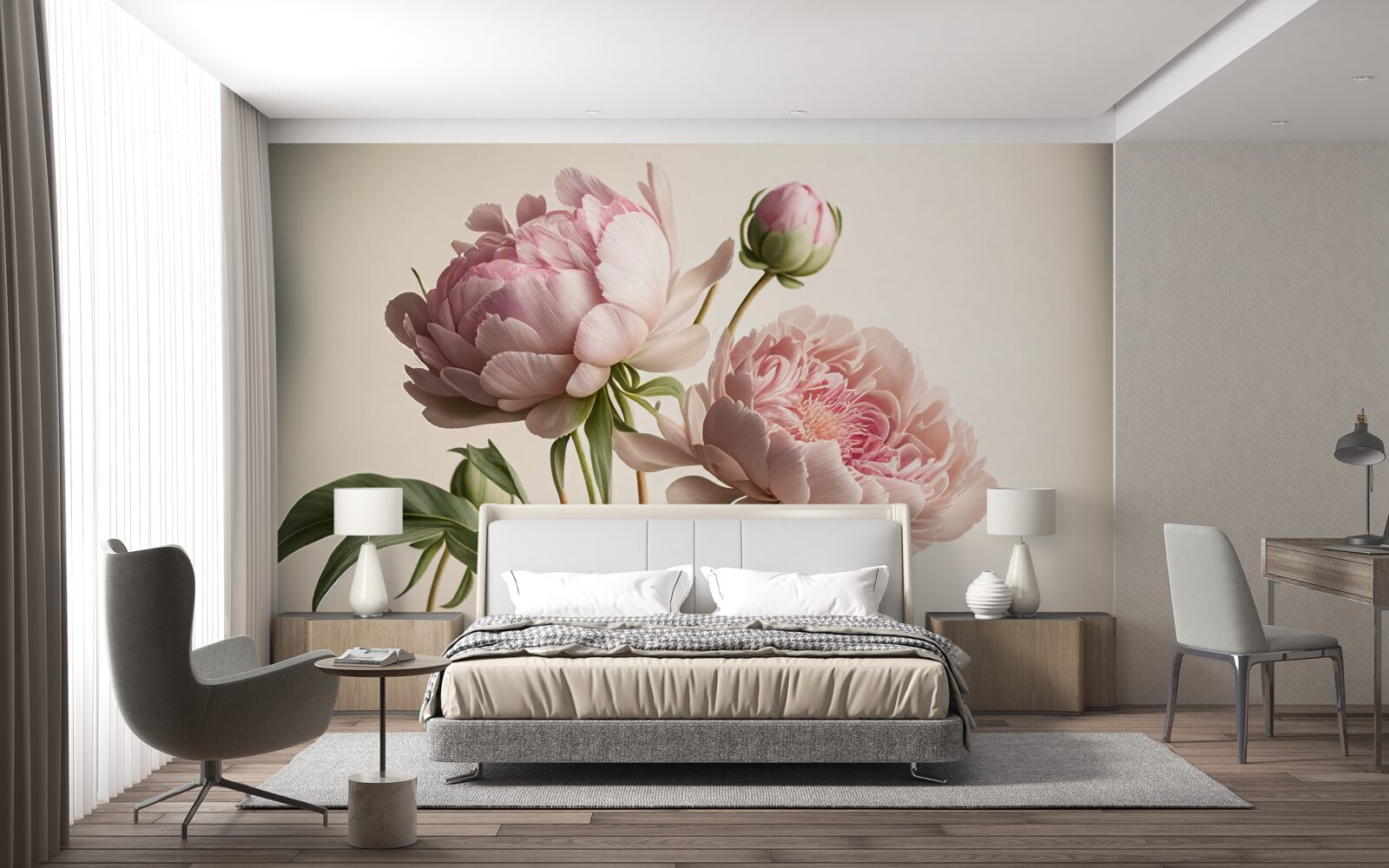 Papier peint ensemble de pivoines lumineuses