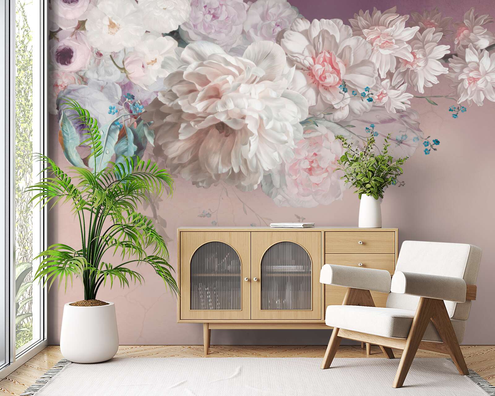 Papier peint des bourgeons délicats et clairs se développent sur un rameau