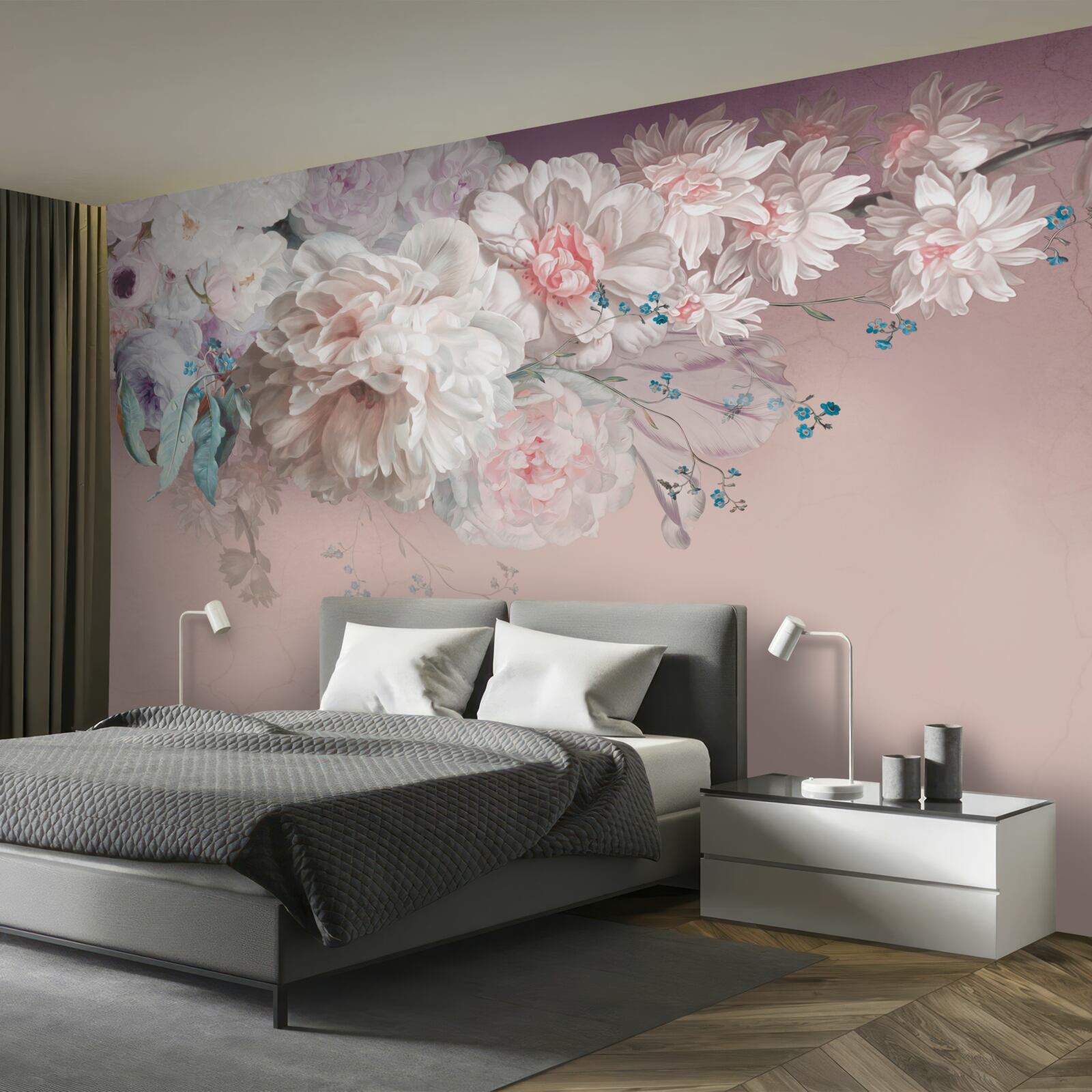 Papier peint des bourgeons délicats et clairs se développent sur un rameau