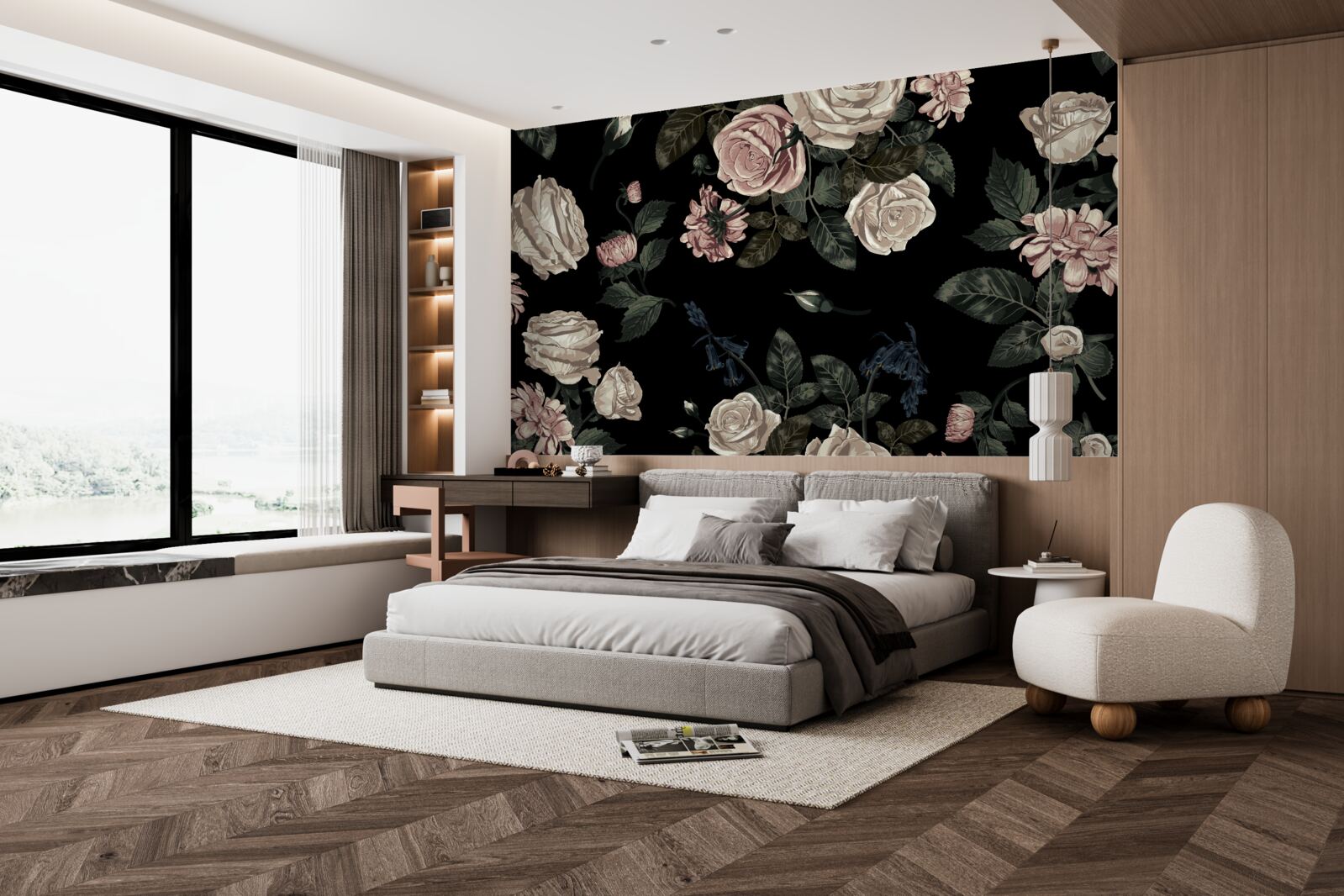 Papier peint les bourgeons lumineux contrastent avec l'arrière-plan sombre