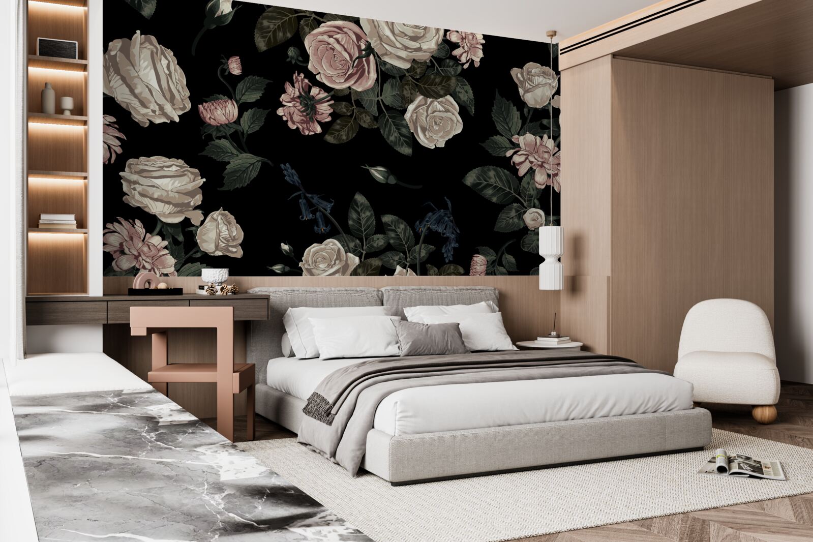 Papier peint les bourgeons lumineux contrastent avec l'arrière-plan sombre