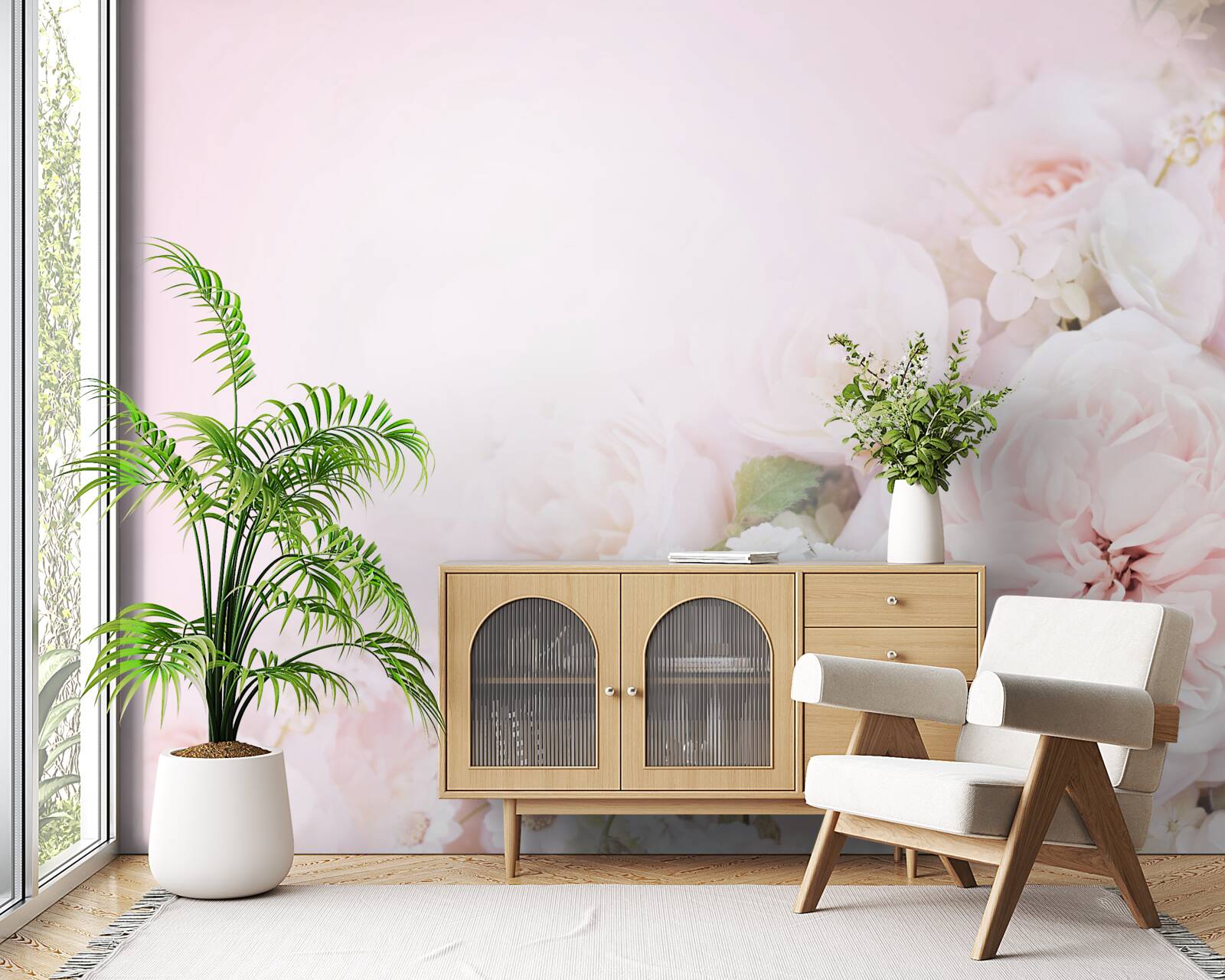 Papier peint le fond lumineux est décoré de fleurs délicates