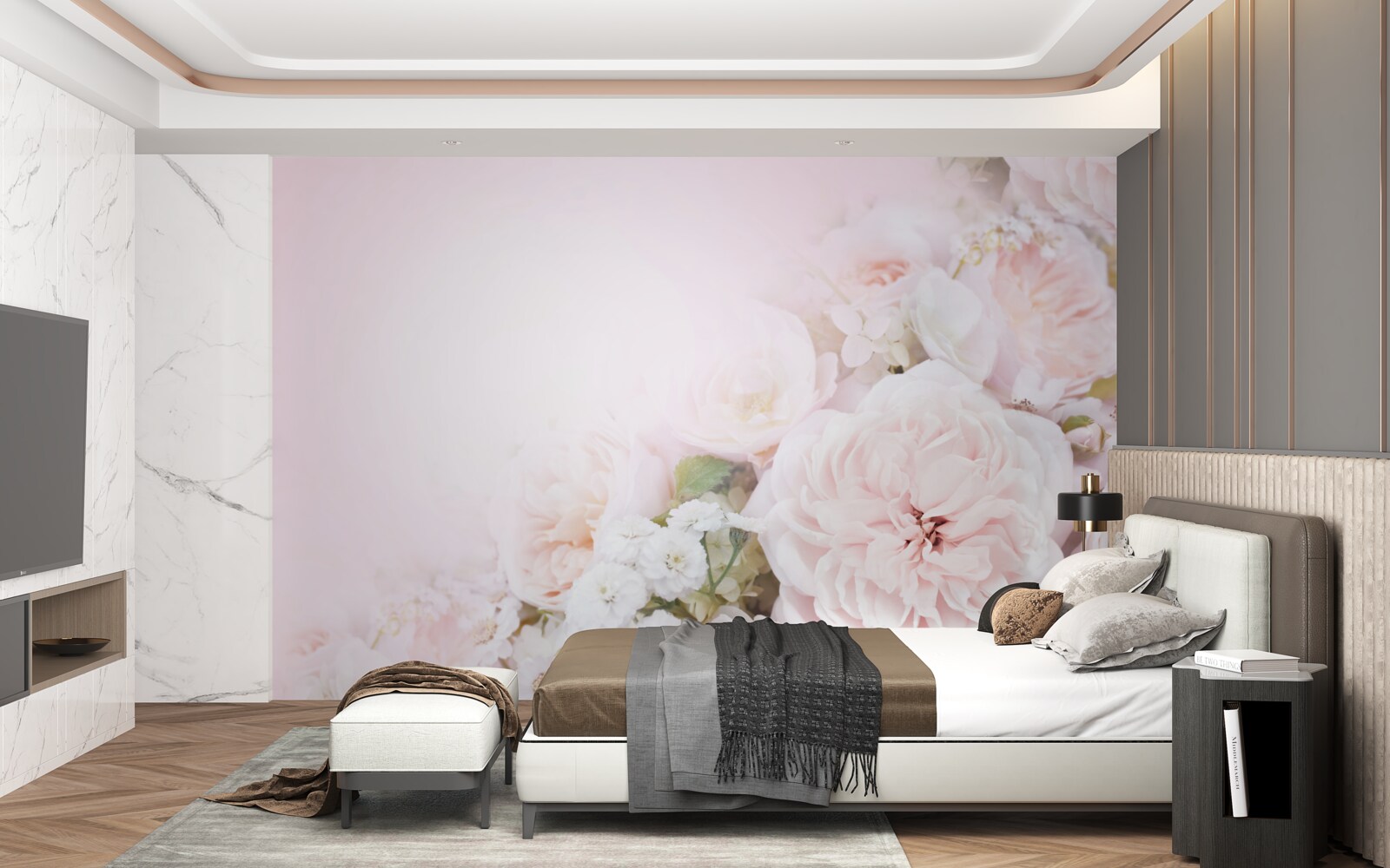 Papier peint le fond lumineux est décoré de fleurs délicates