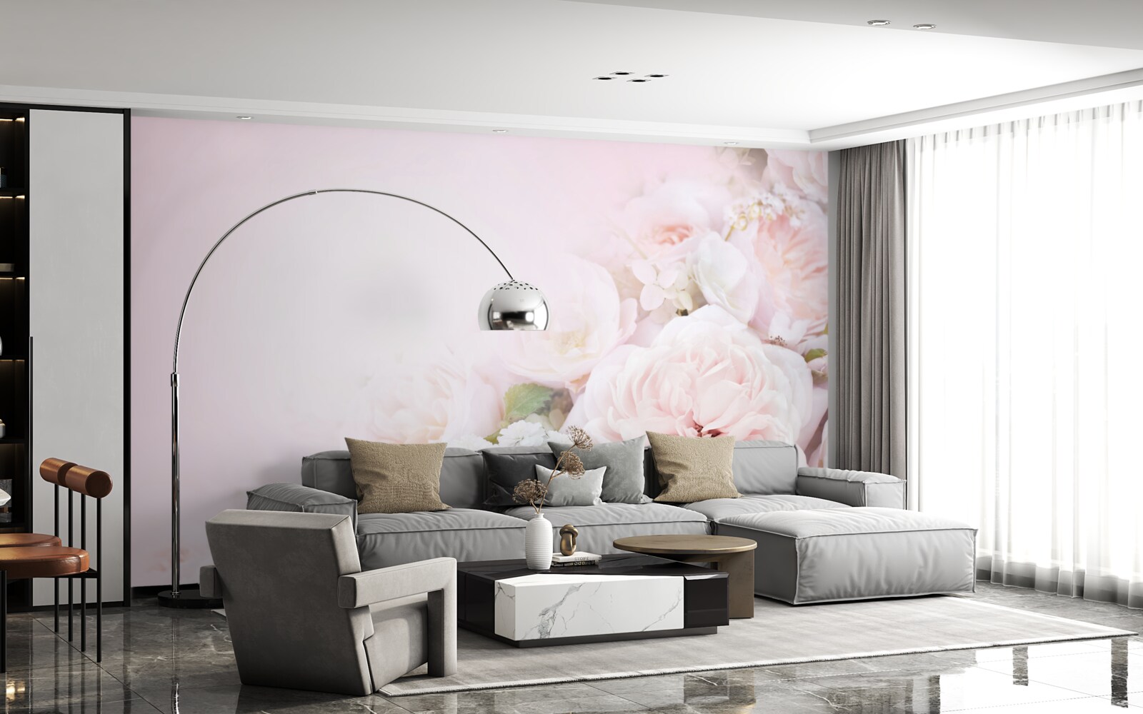 Papier peint le fond lumineux est décoré de fleurs délicates