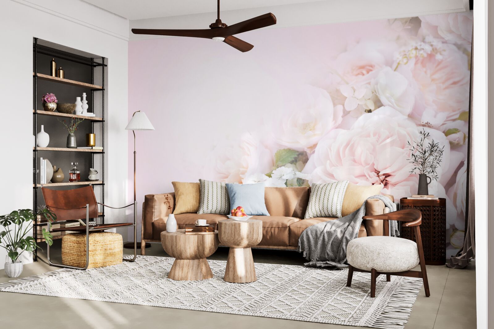 Papier peint le fond lumineux est décoré de fleurs délicates