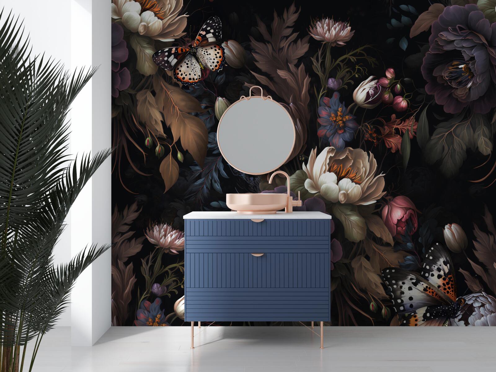 Papier peint quand la nuit tombe, les fleurs s'endorment