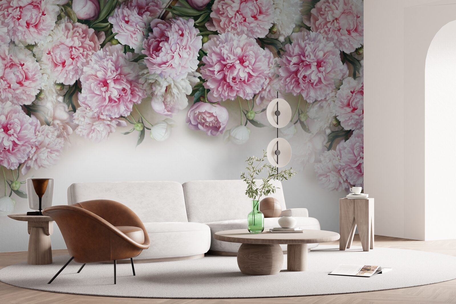 Papier peint des fleurs blanc-rose tombant en cascade